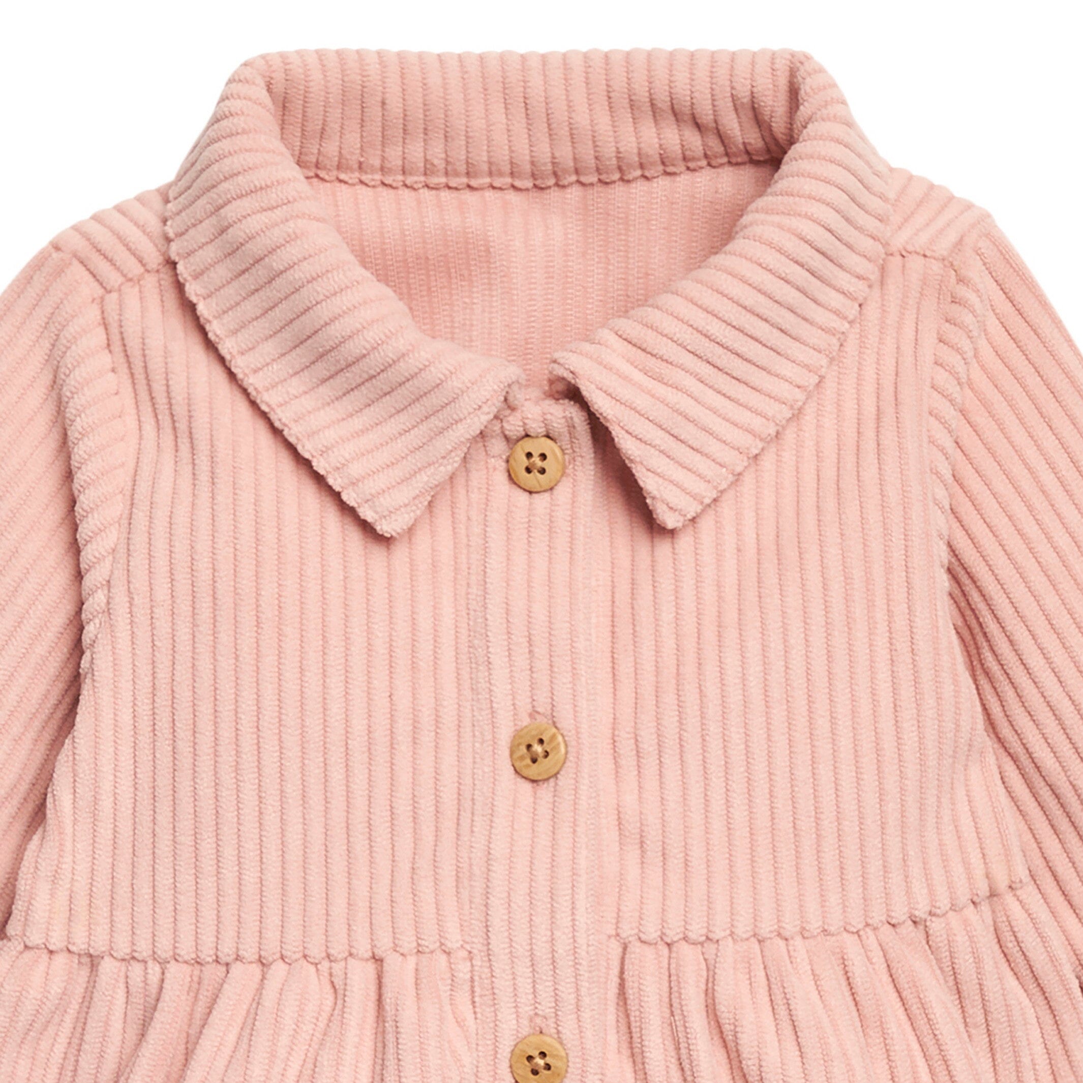 2-Piece Baby Girls Peach Corduroy Dress Set - Image 3