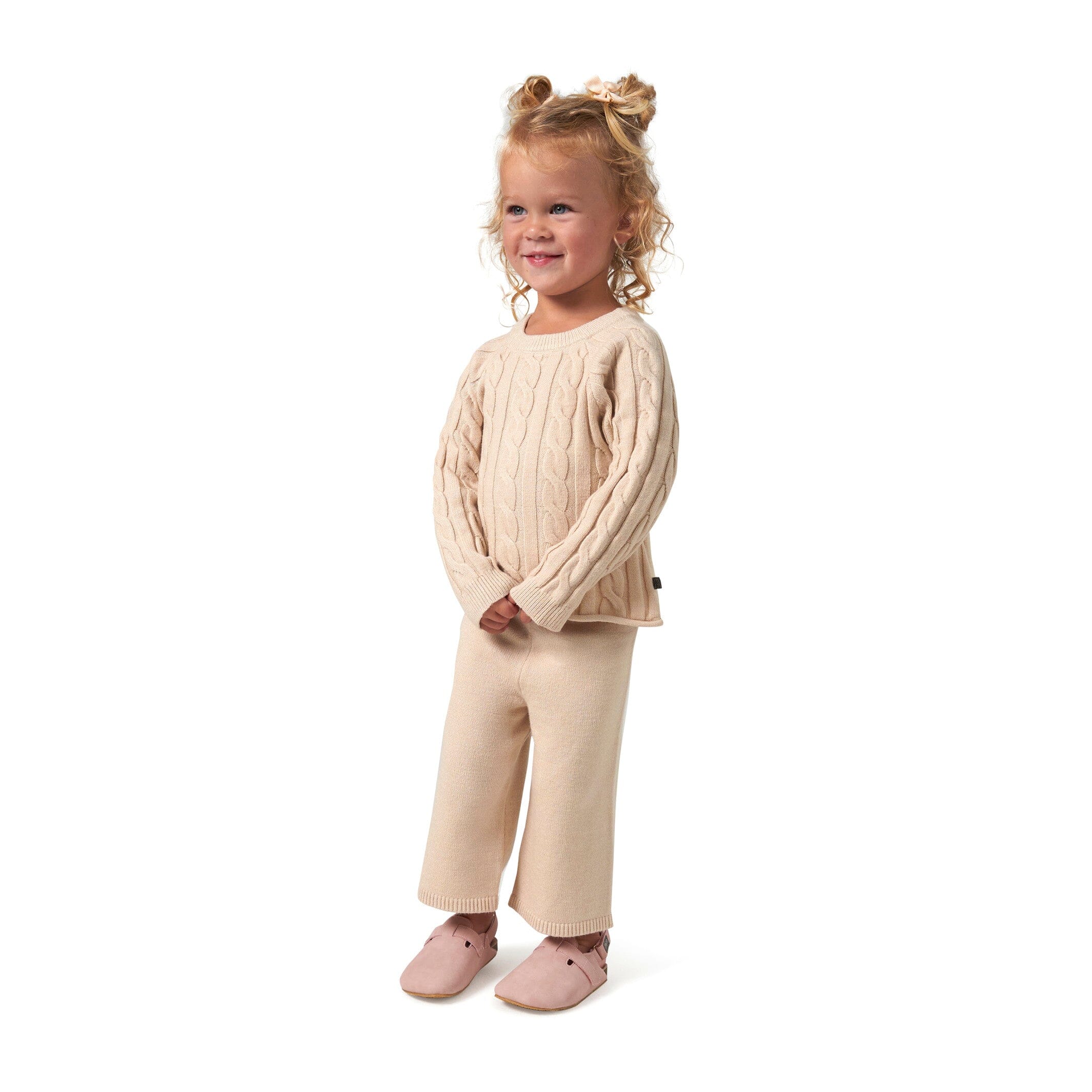 2-Piece Toddler Girls Oatmeal Viscose Sweater Set - Image 2