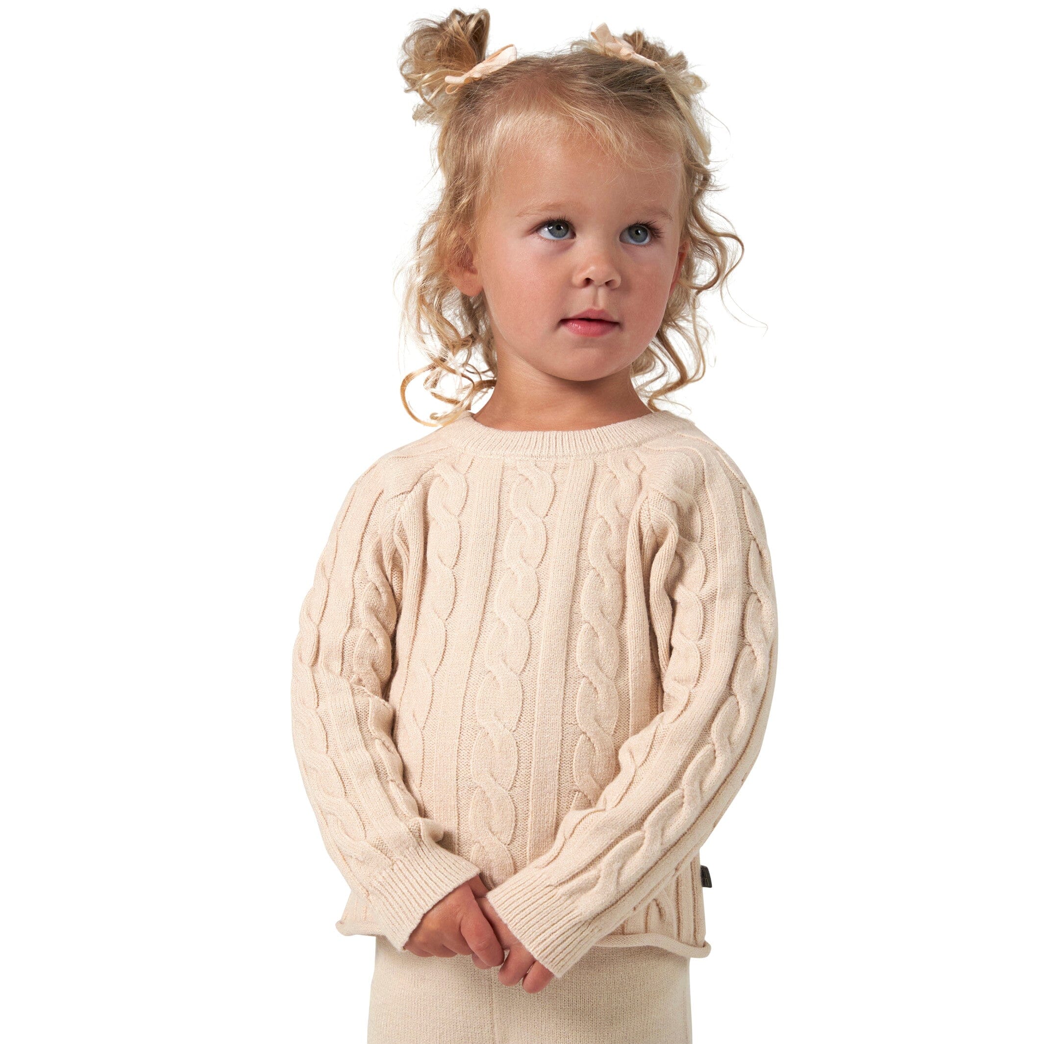 2-Piece Toddler Girls Oatmeal Viscose Sweater Set - Image 3