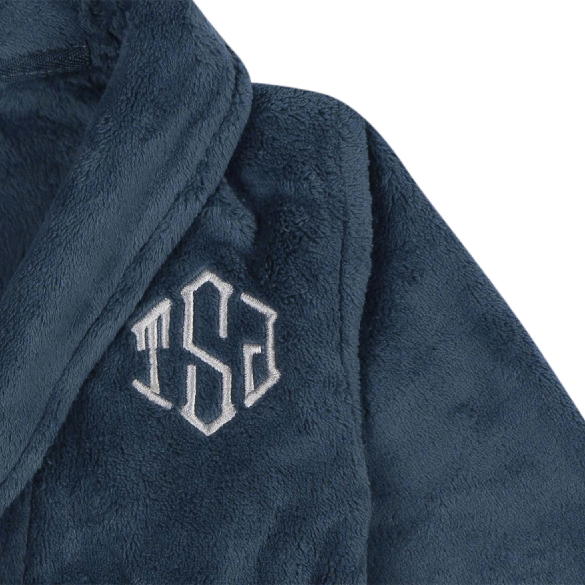 Embroidered Infant & Toddler Boys Navy Shawl Collar Robe - Image 2