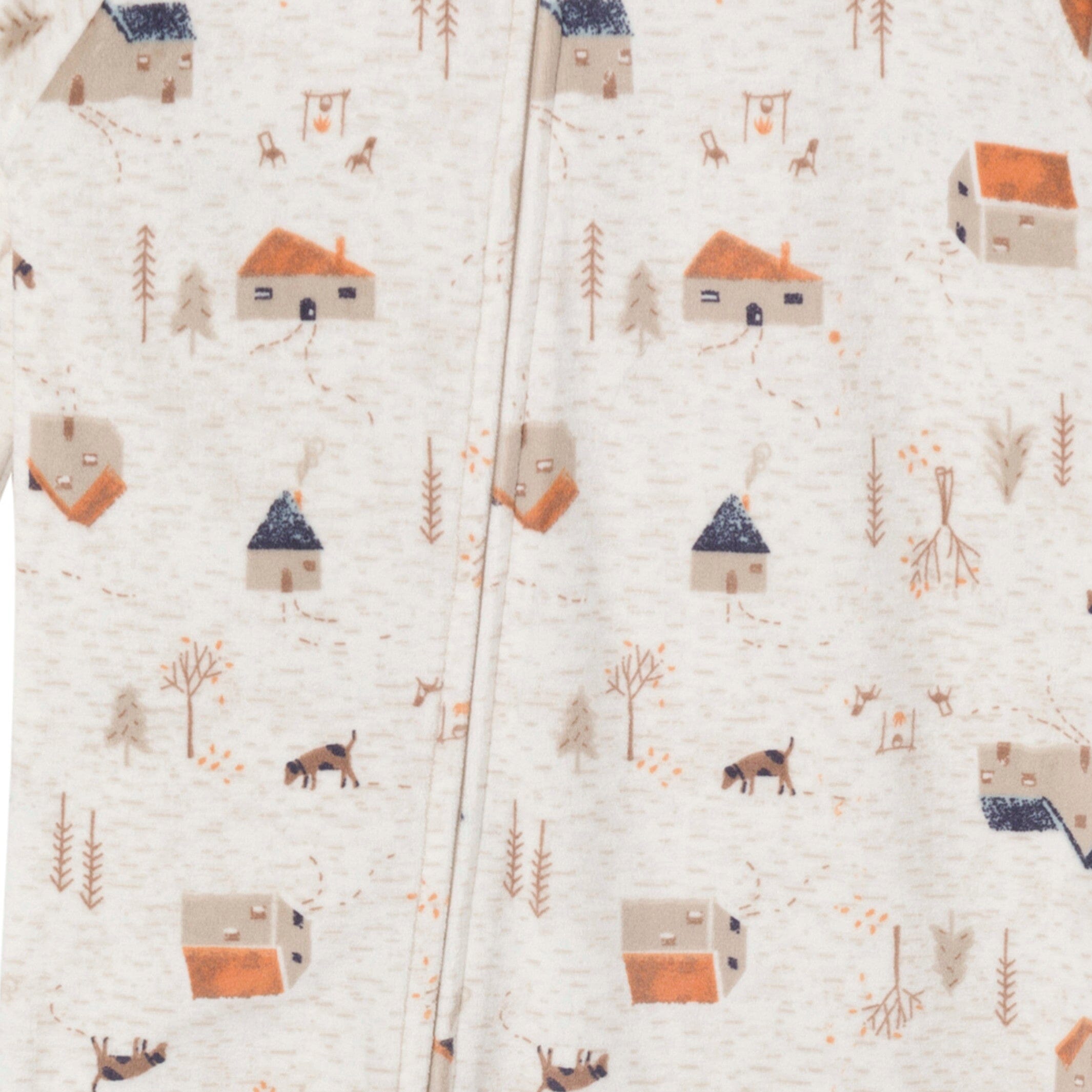 Infant and Toddler Boys Oatmeal Village Footed Fleece Pajamas - Image 3