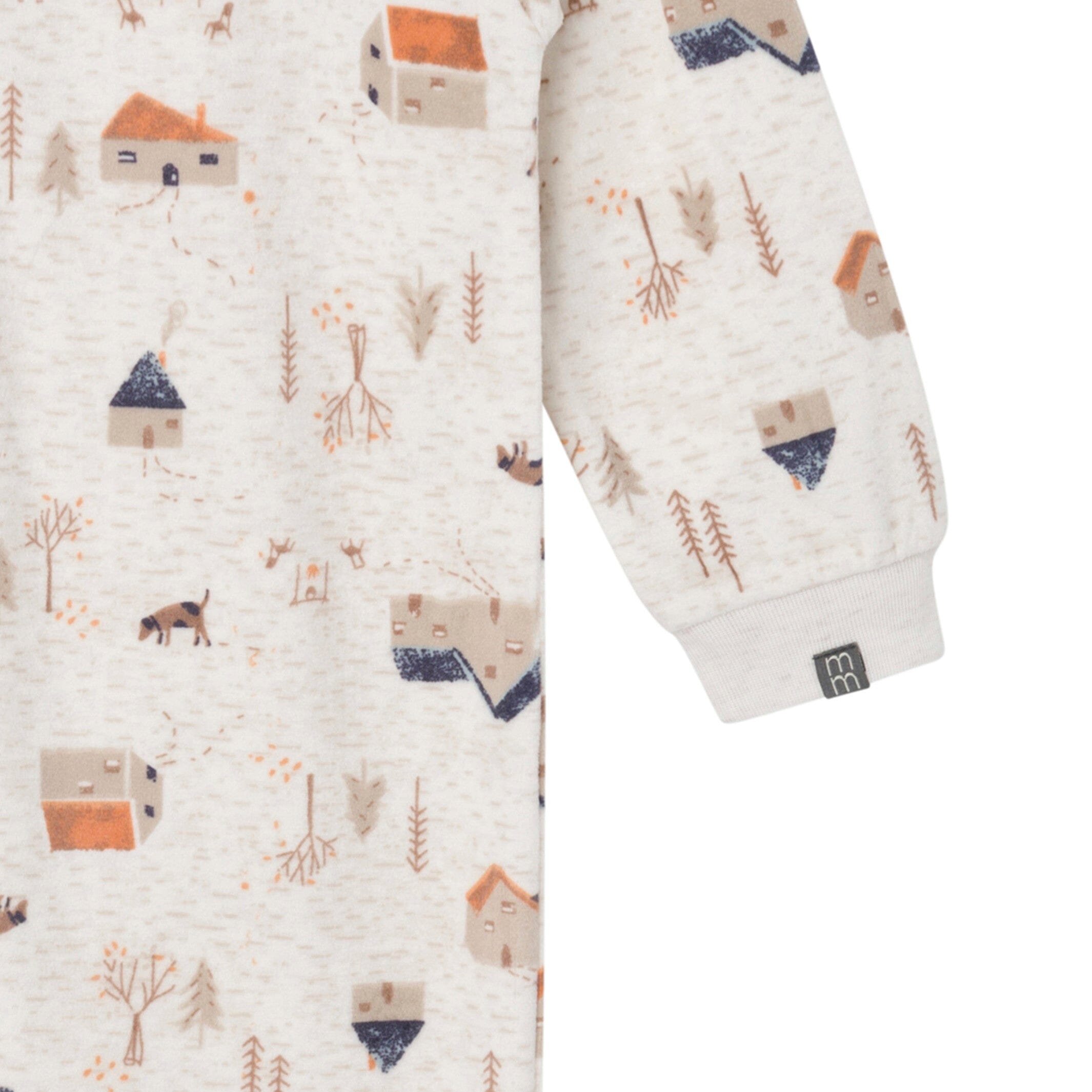 Infant and Toddler Boys Oatmeal Village Footed Fleece Pajamas - Image 4