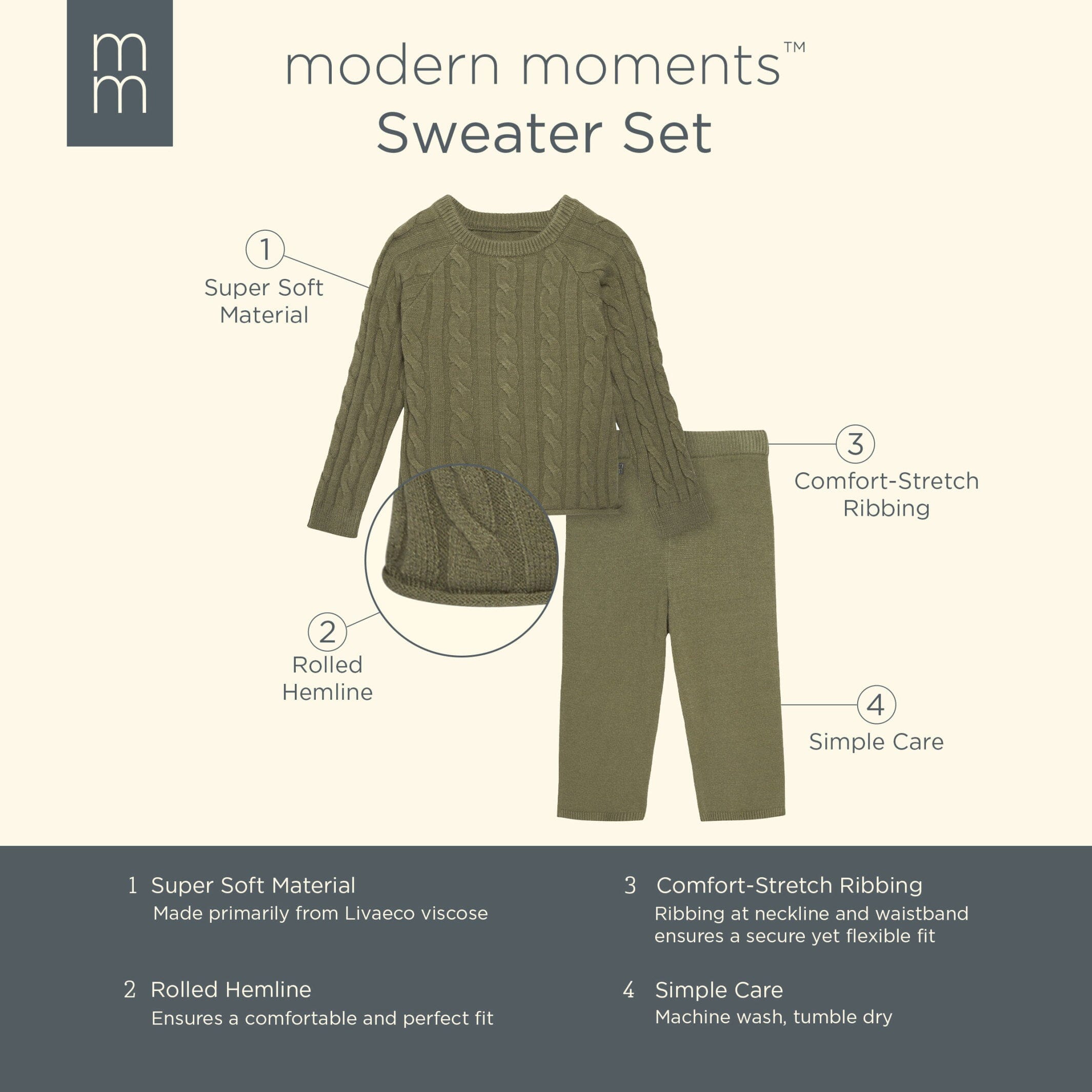 2-Piece Toddler Girls Moss Viscose Sweater Set - Image 6