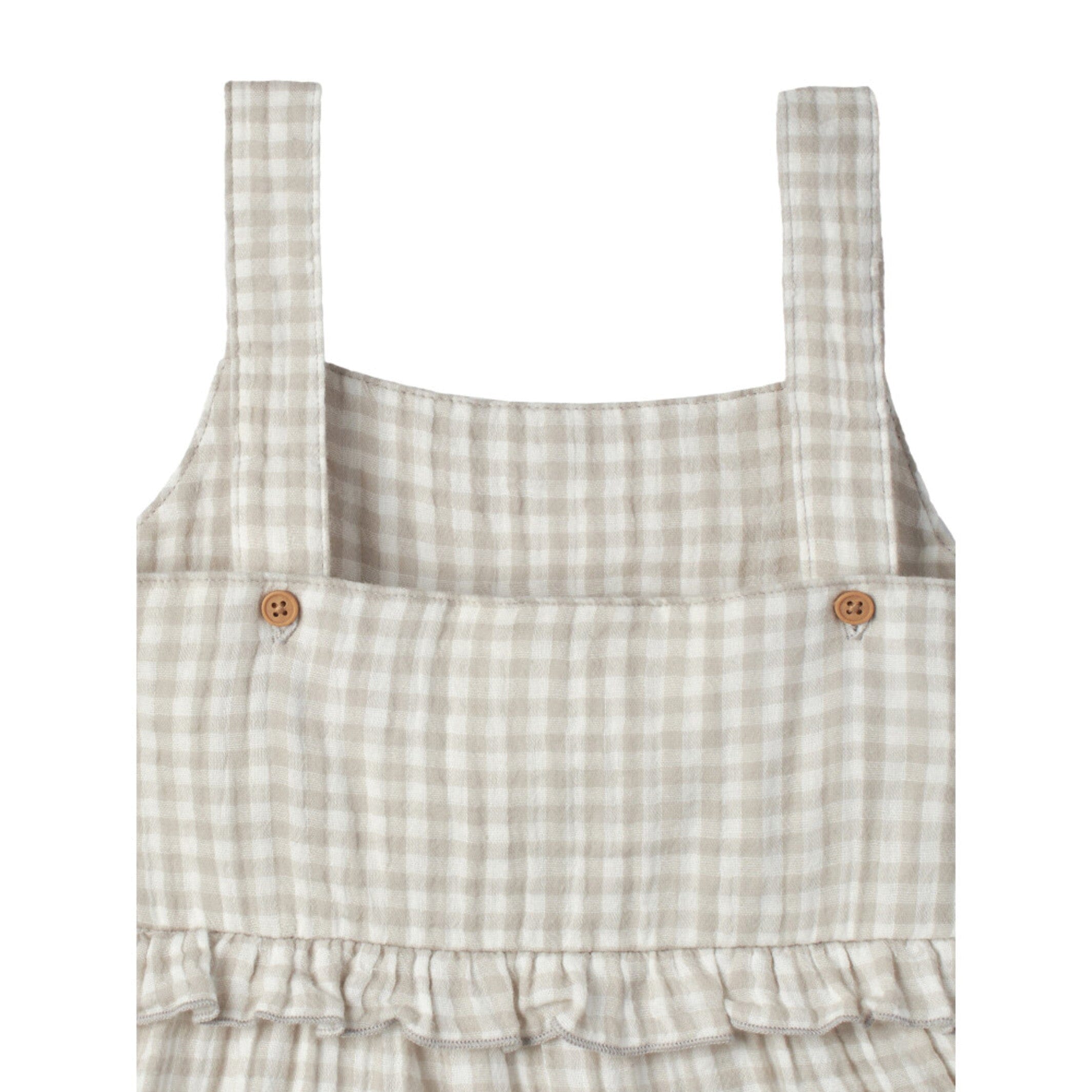 Infant & Toddler Girls Tan Gingham Gauze Dress - Image 7