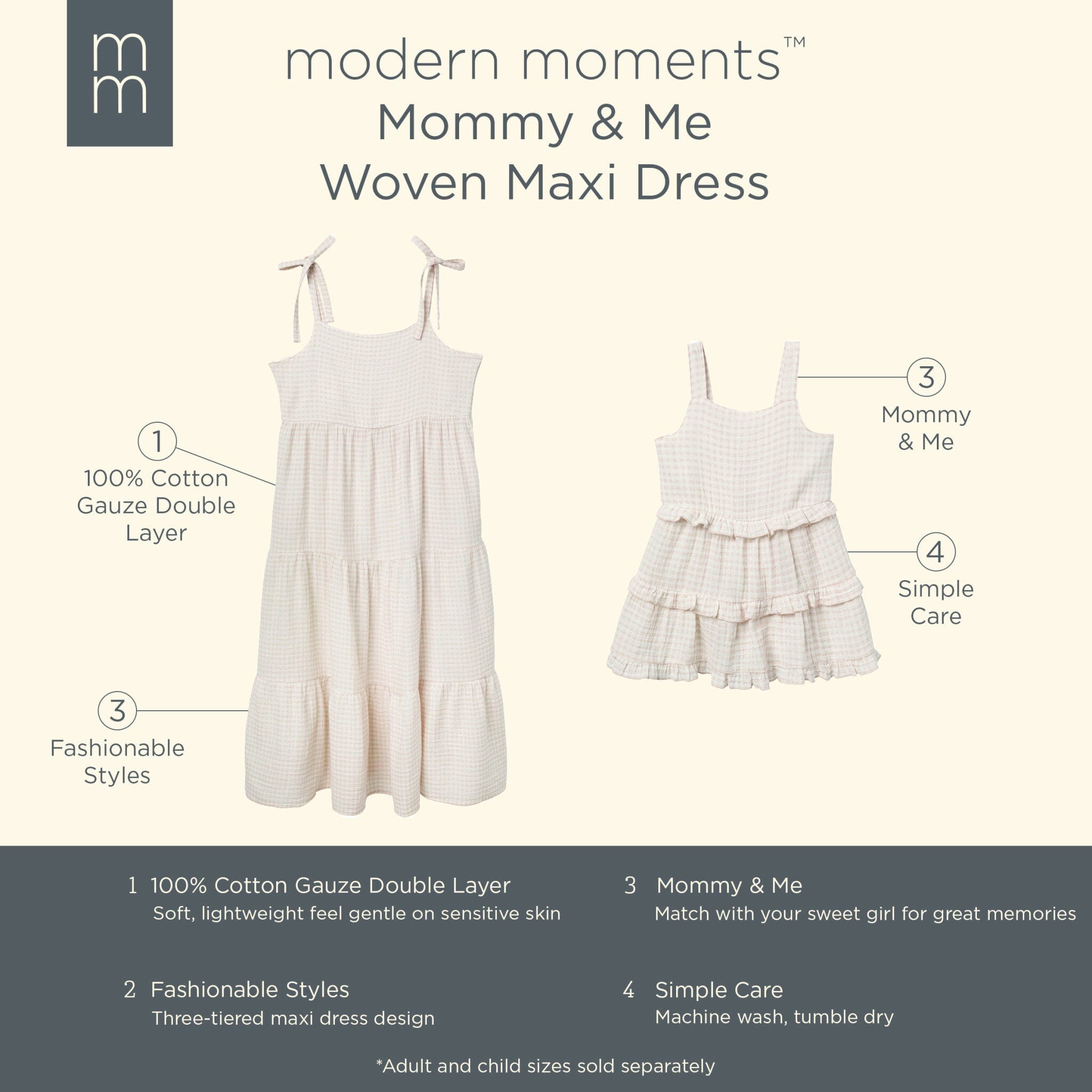 Infant & Toddler Girls Tan Gingham Gauze Dress - Image 8