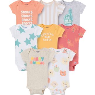 8-Pack Baby Neutral Party Animal Onesies Brand Bodysuits