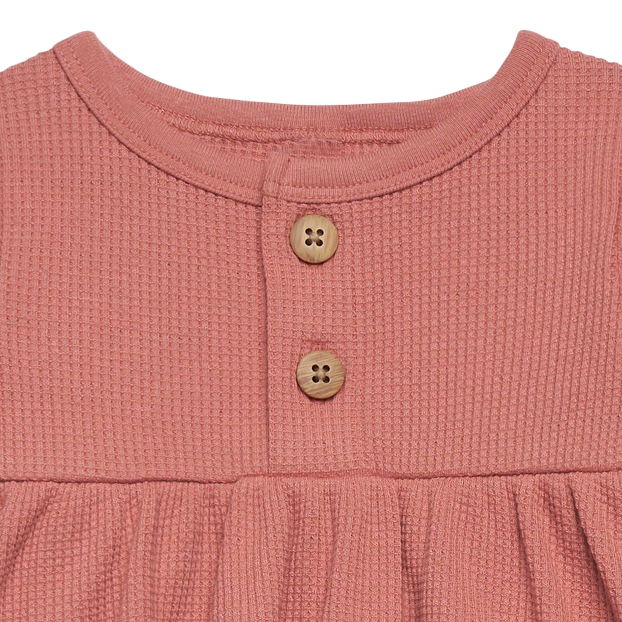 2-Piece Baby Girls Dark Pink Waffle Dress Set - Image 3