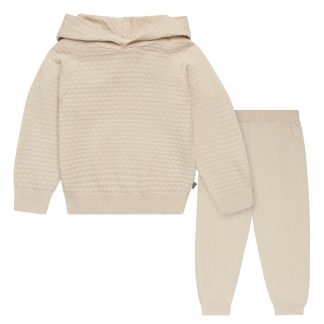 2-Piece Infant & Toddler Girls Oatmeal Heather Viscose Sweater Knit Hoodie Set