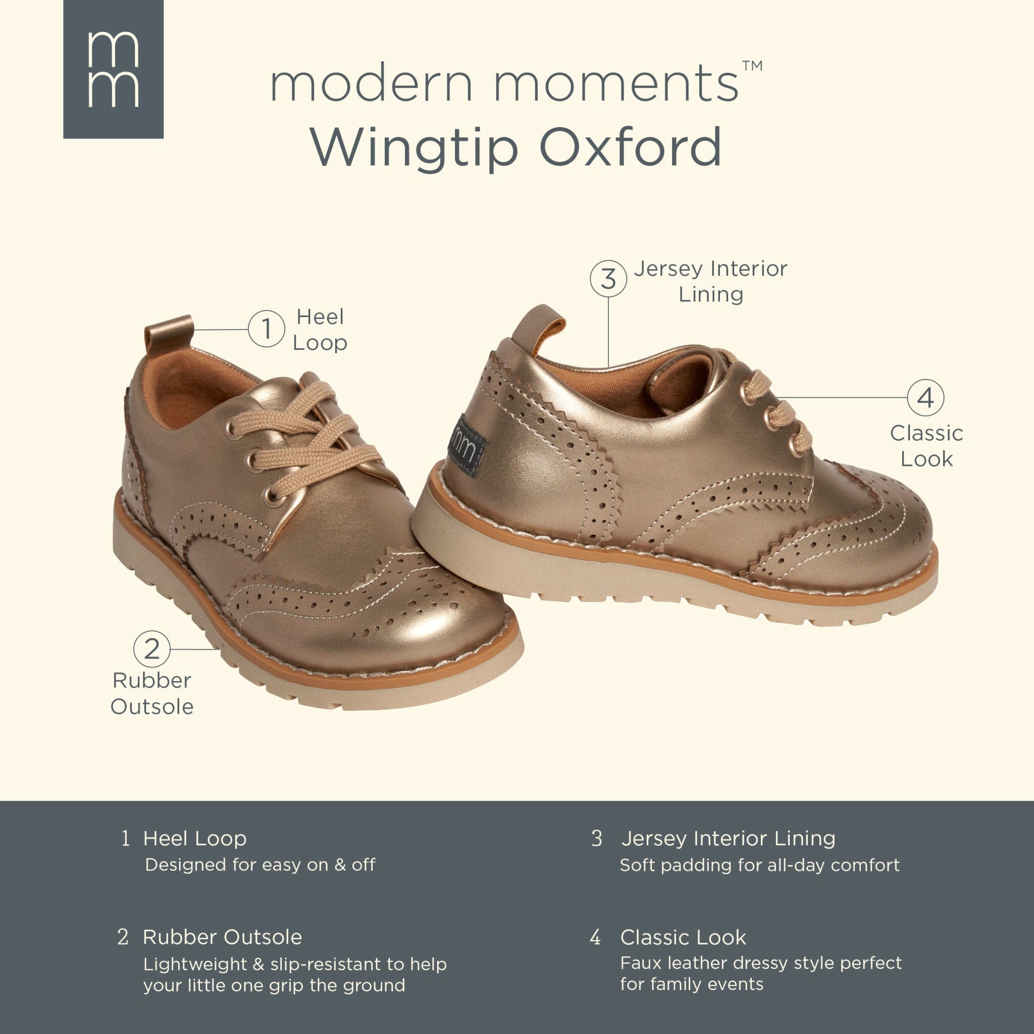Infant & Toddler Girls Platinum Wingtip Oxfords - Image 6