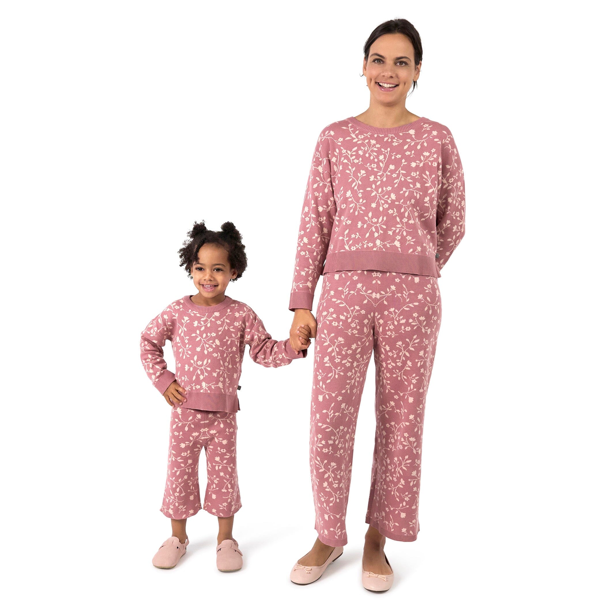 Womens Dark Rose Branches Sweater Knit Pants - Image 2