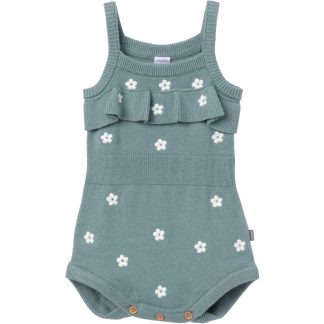 Baby Girls Teal Floral Jersey Sunsuit Viscose Romper