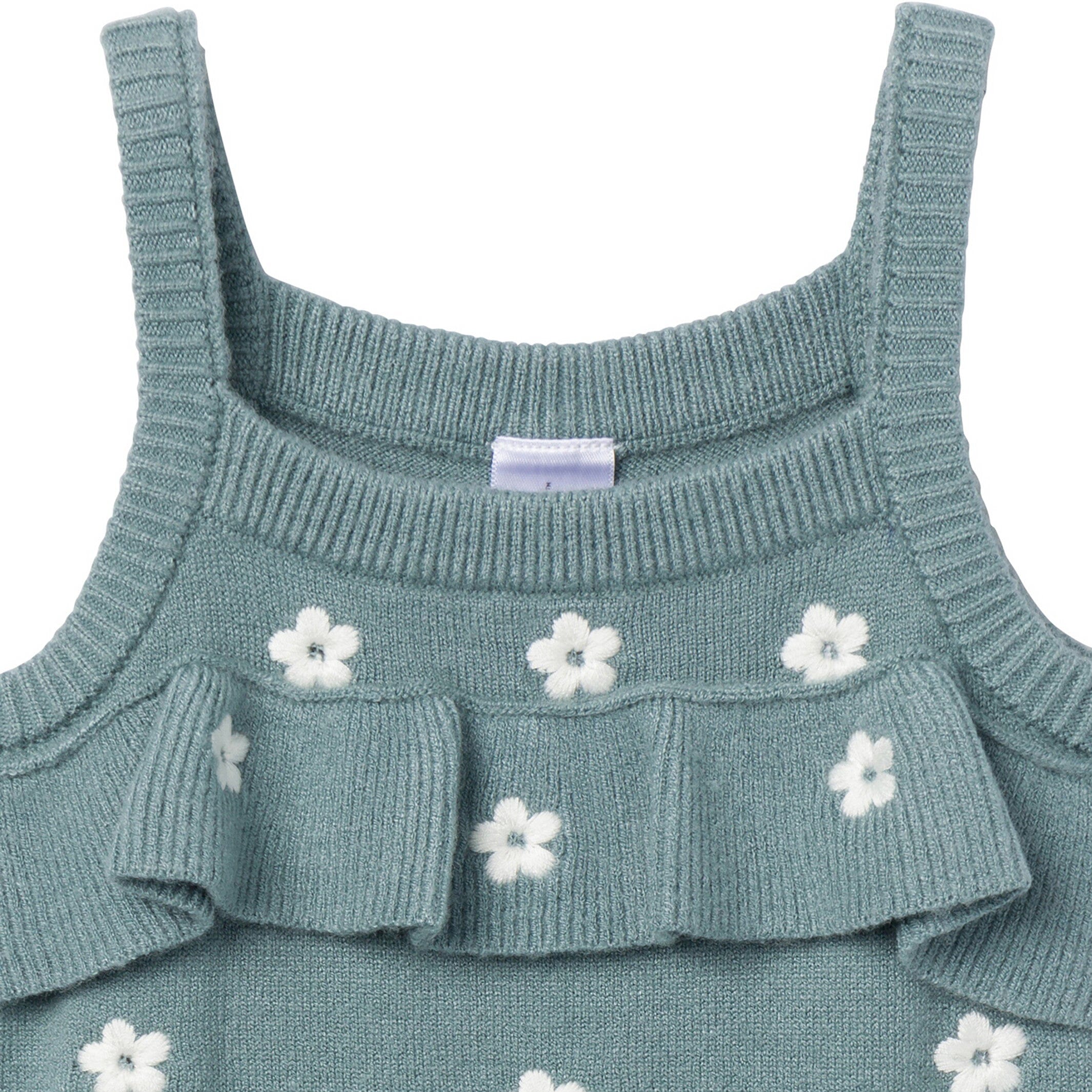 Baby Girls Teal Floral Jersey Sunsuit Viscose Romper - Image 2
