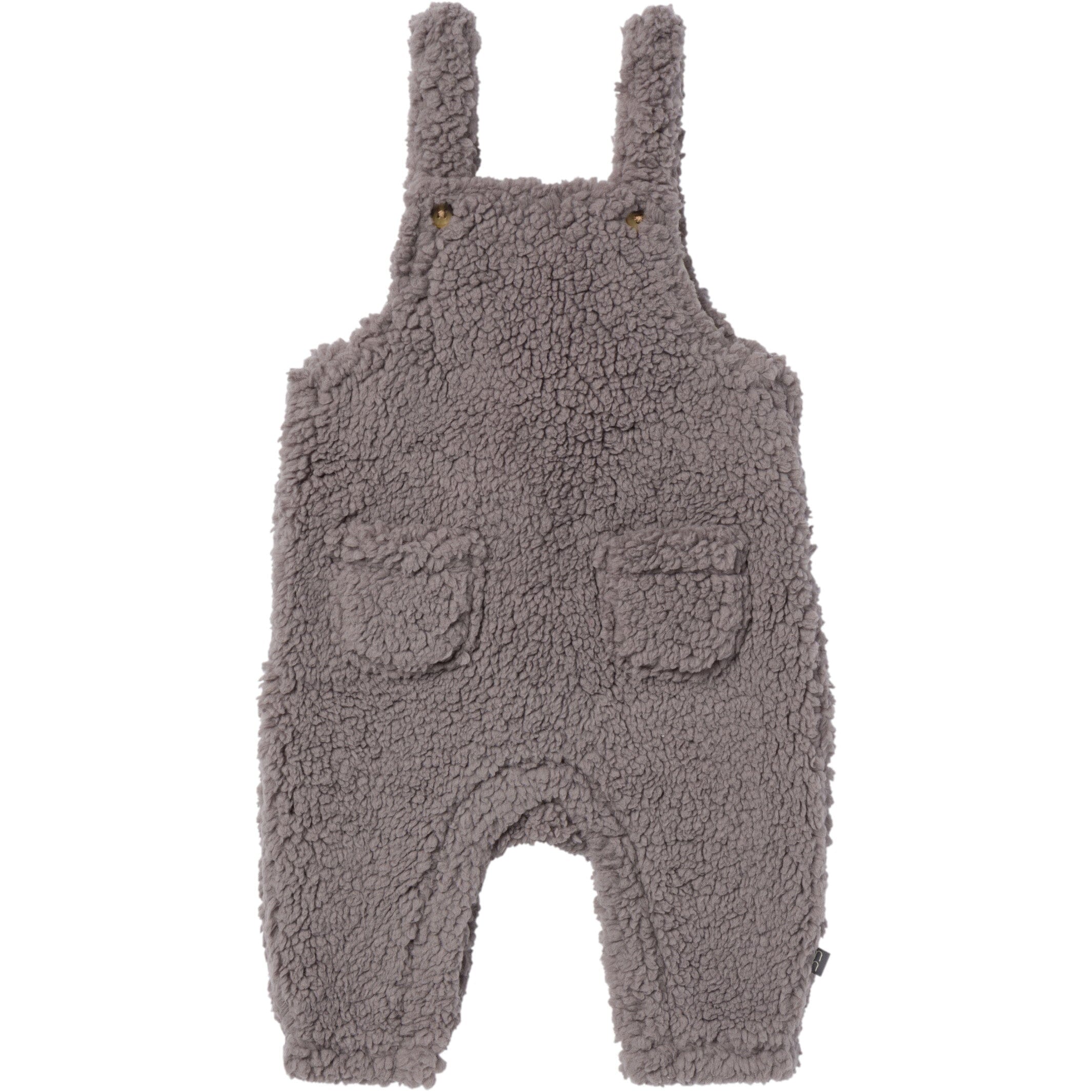 2-Piece Baby Neutral Medium Gray Microplush Overalls - Image 4