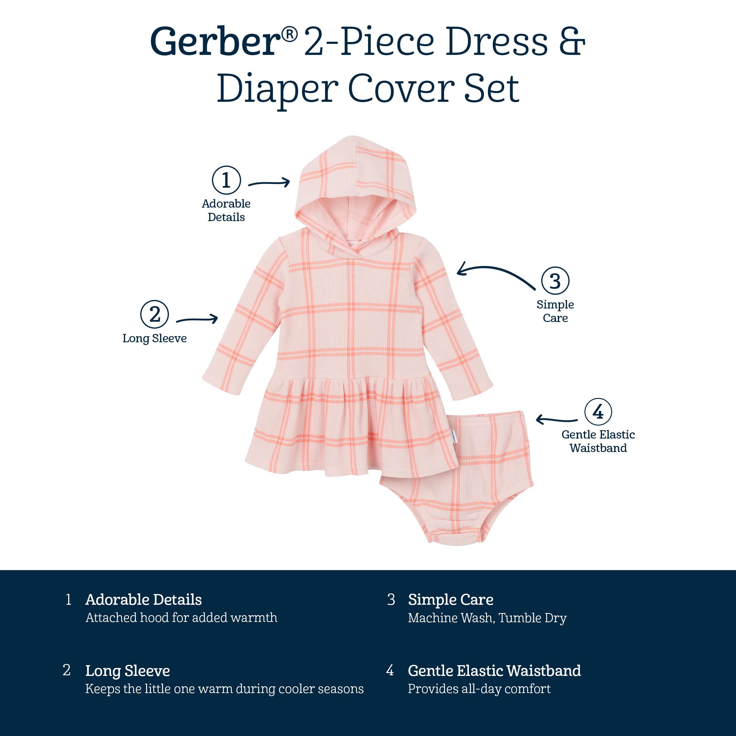 2-Piece Baby Girls Pink Plaid Dress Set - Image 6