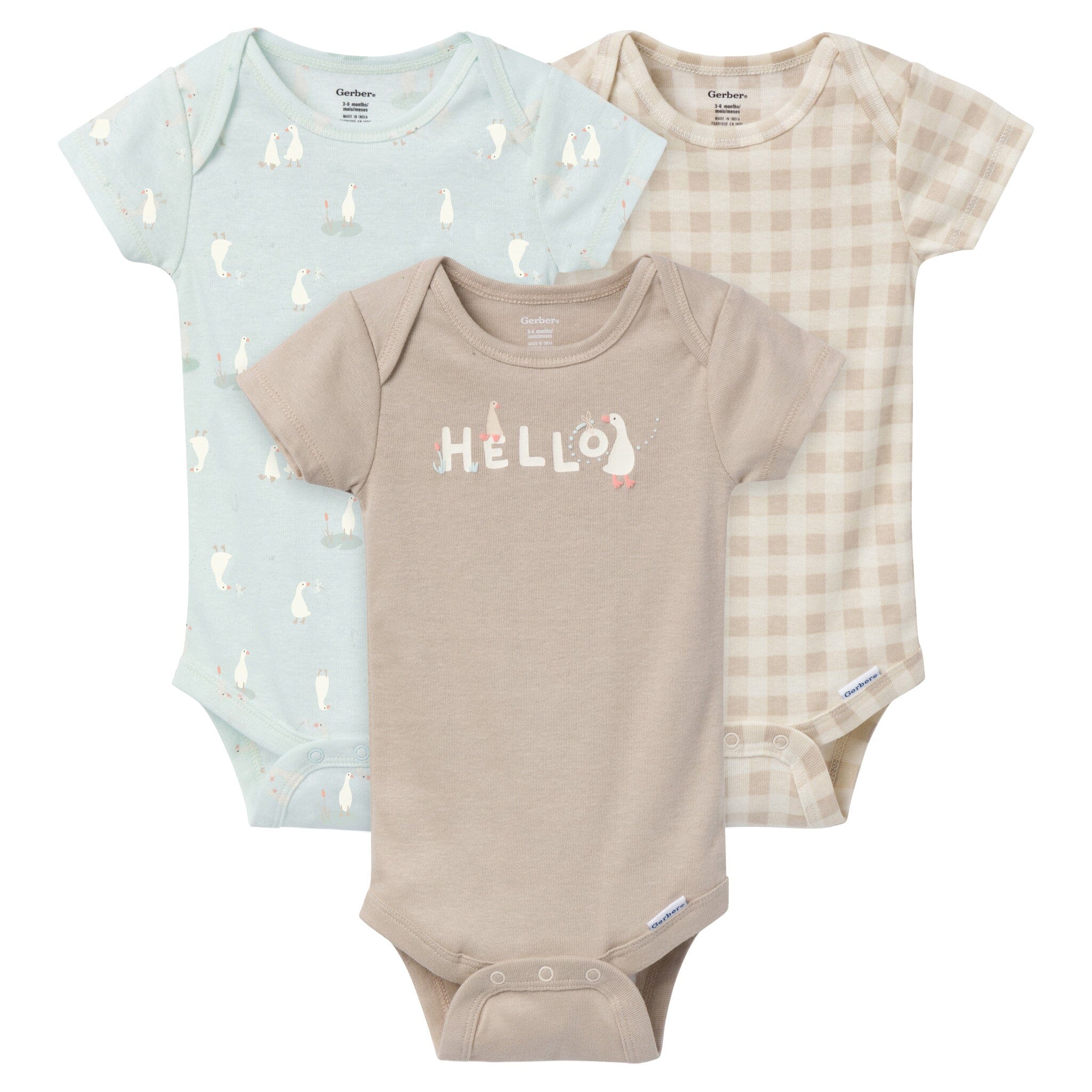 3-Pack Baby Neutral Goose Pond Onesies® Bodysuits