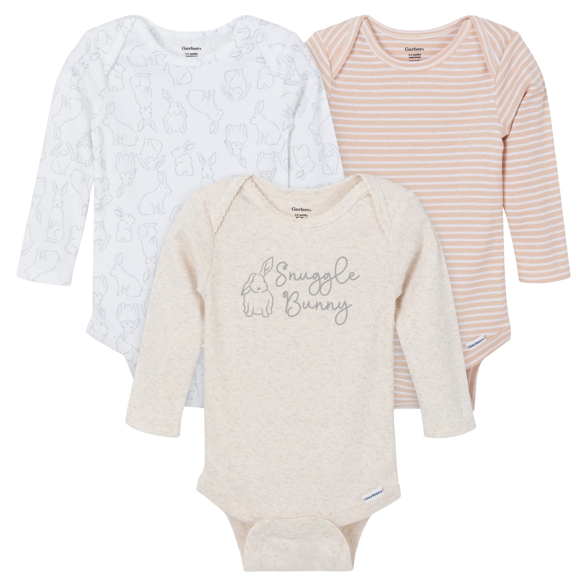 3-Pack Baby Girls Snuggle Bunny Onesies® Bodysuits