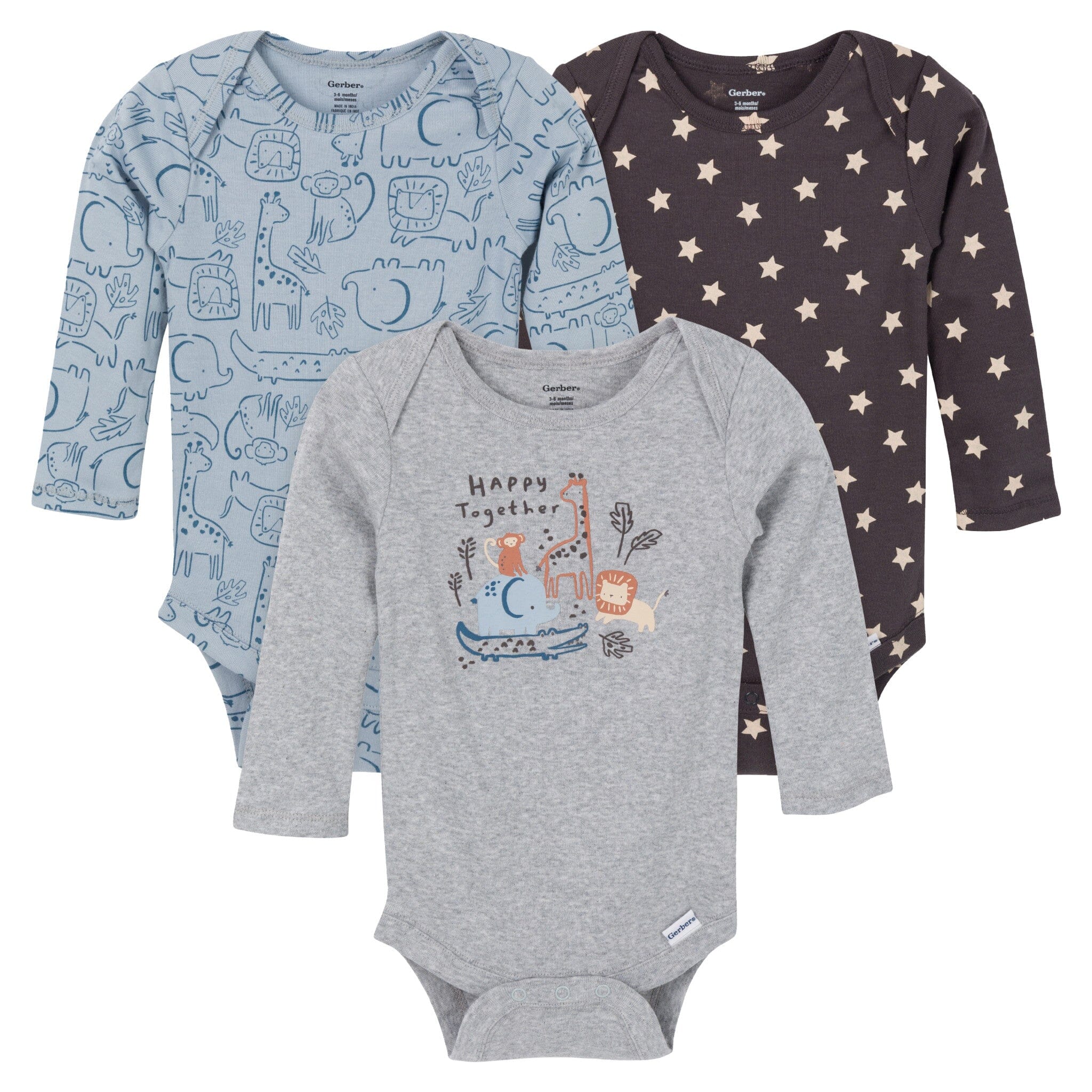 3-Pack Baby Boys Animal Friends Onesies® Bodysuits