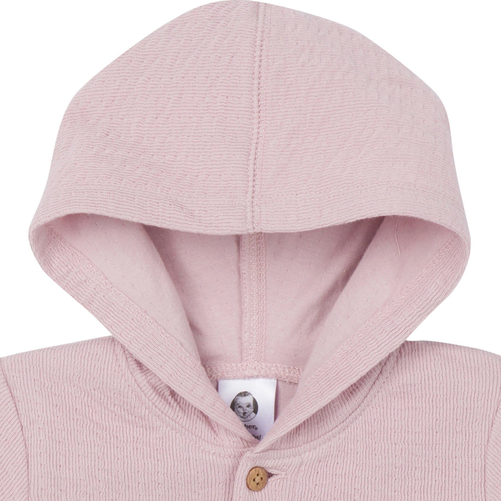 Baby Girls Mauve Hooded Romper - Image 2