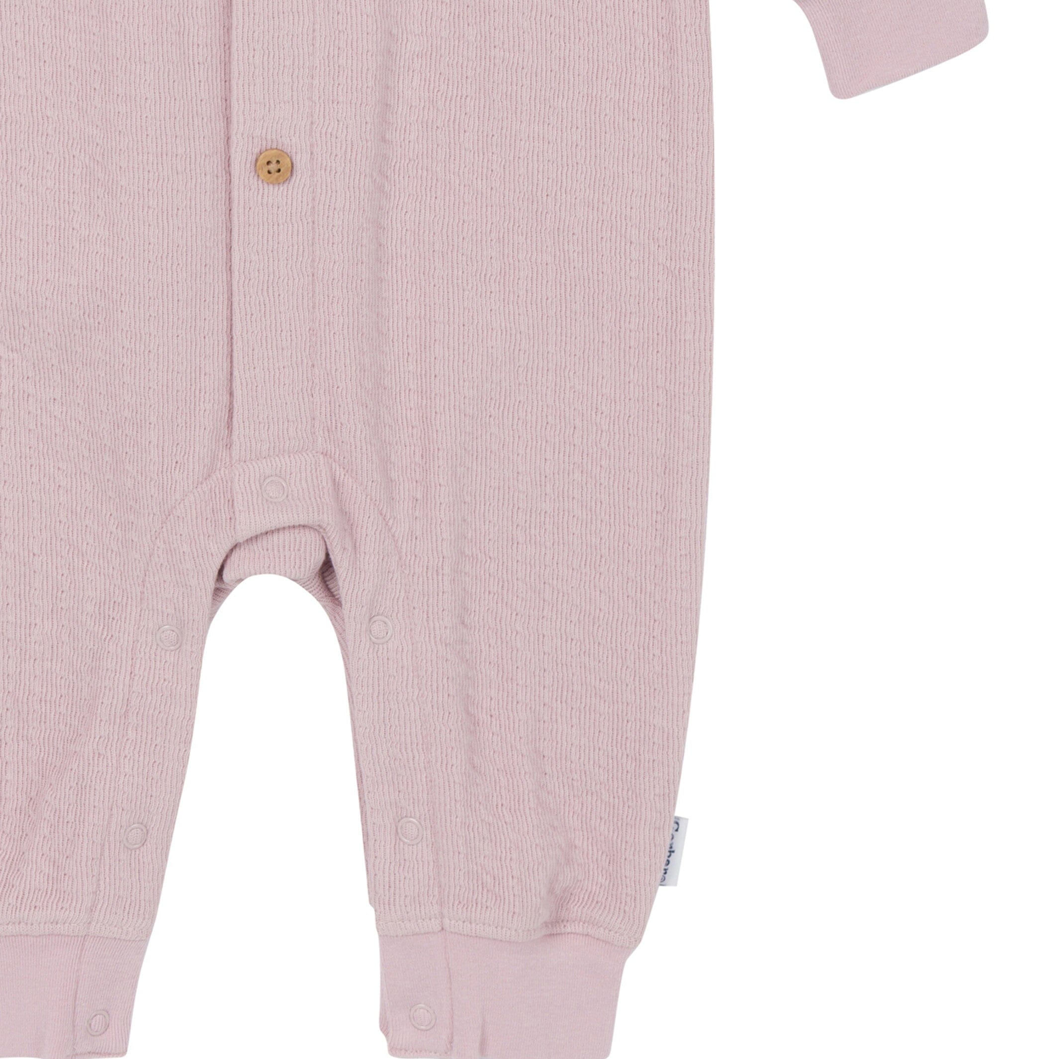 Baby Girls Mauve Hooded Romper - Image 5
