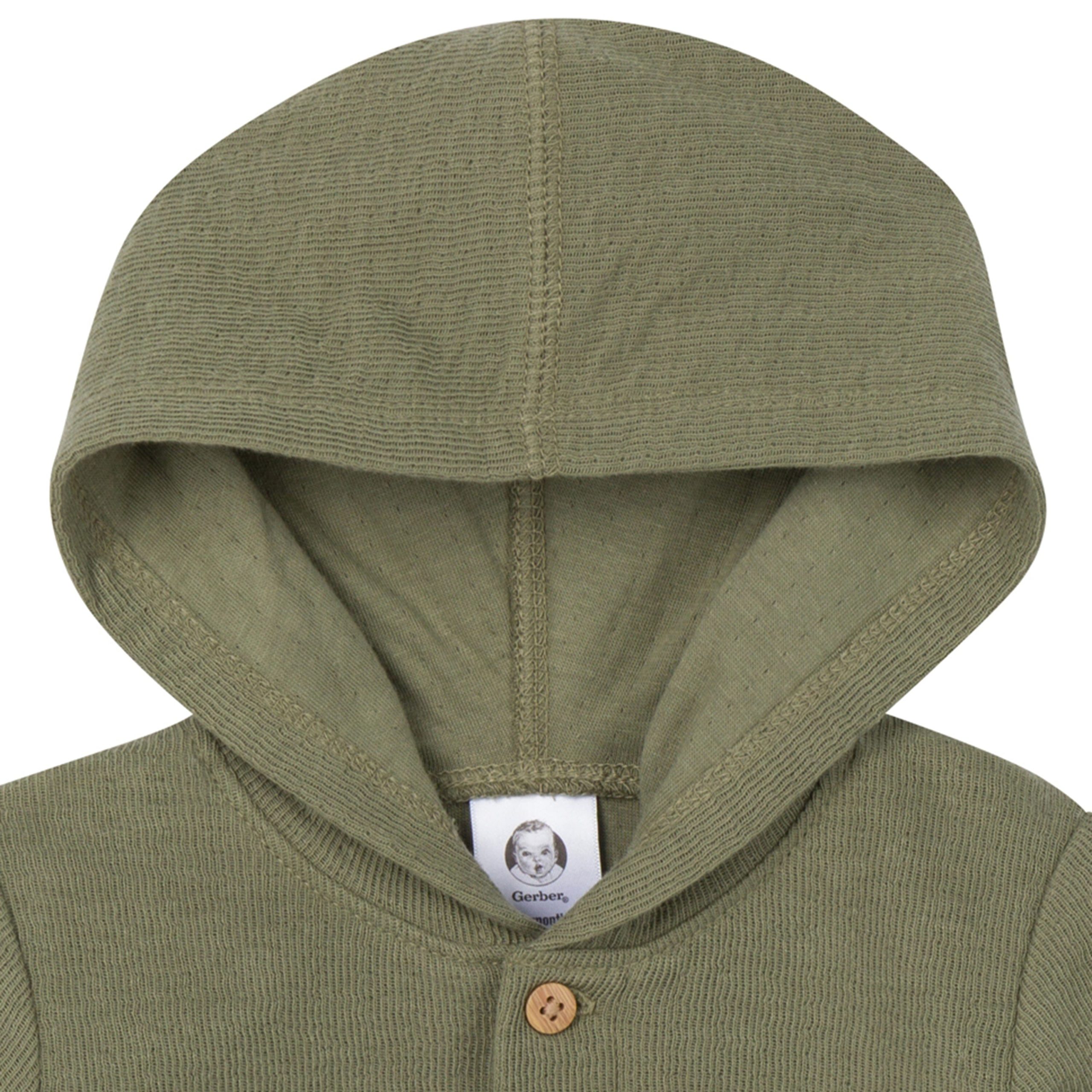 Baby Boys Olive Hooded Romper - Image 2