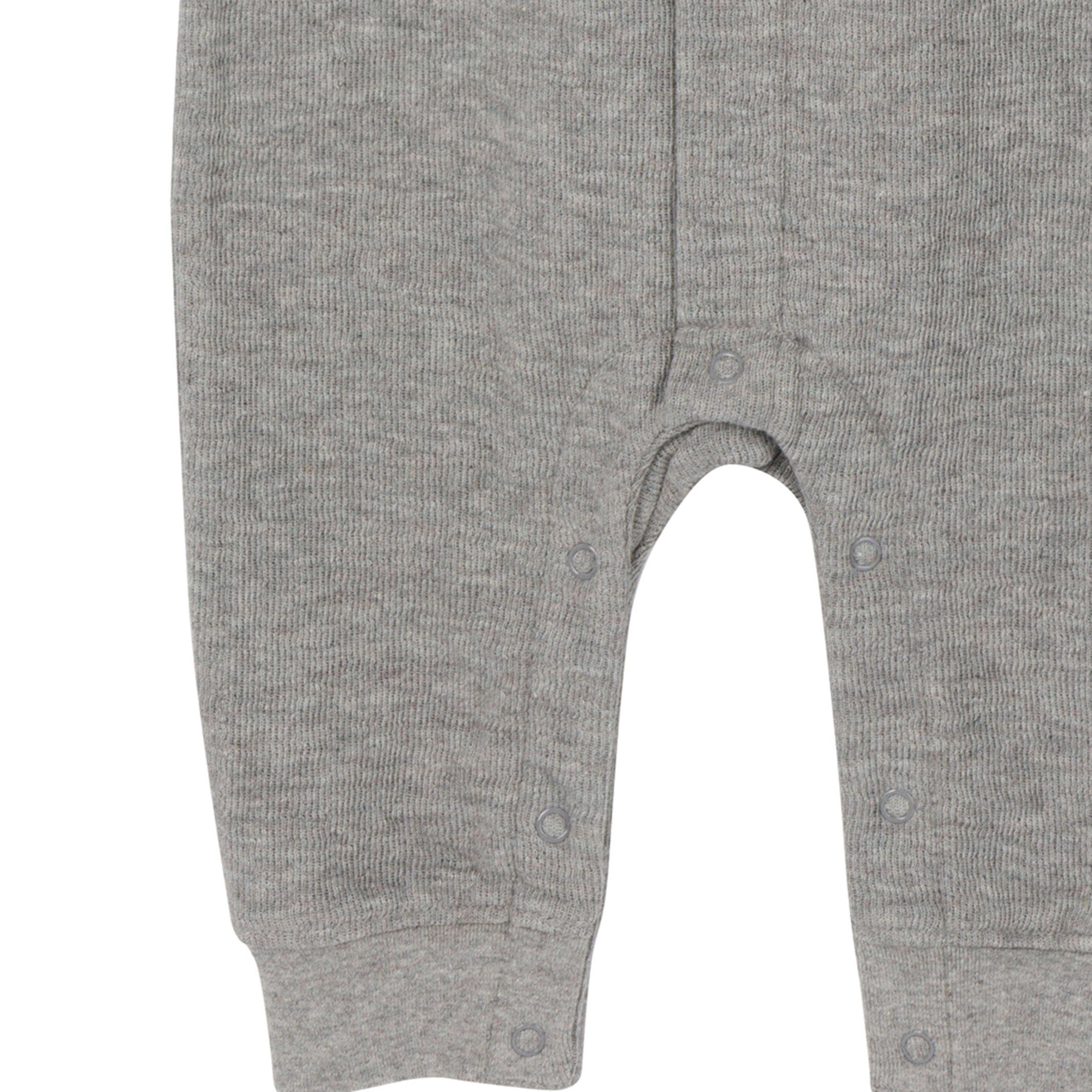 Baby Neutral Grey Heather Hooded Romper - Image 7