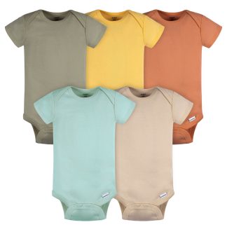 5-Pack Baby Neutral Green/ Brown Short Sleeve Onesies® Bodysuits