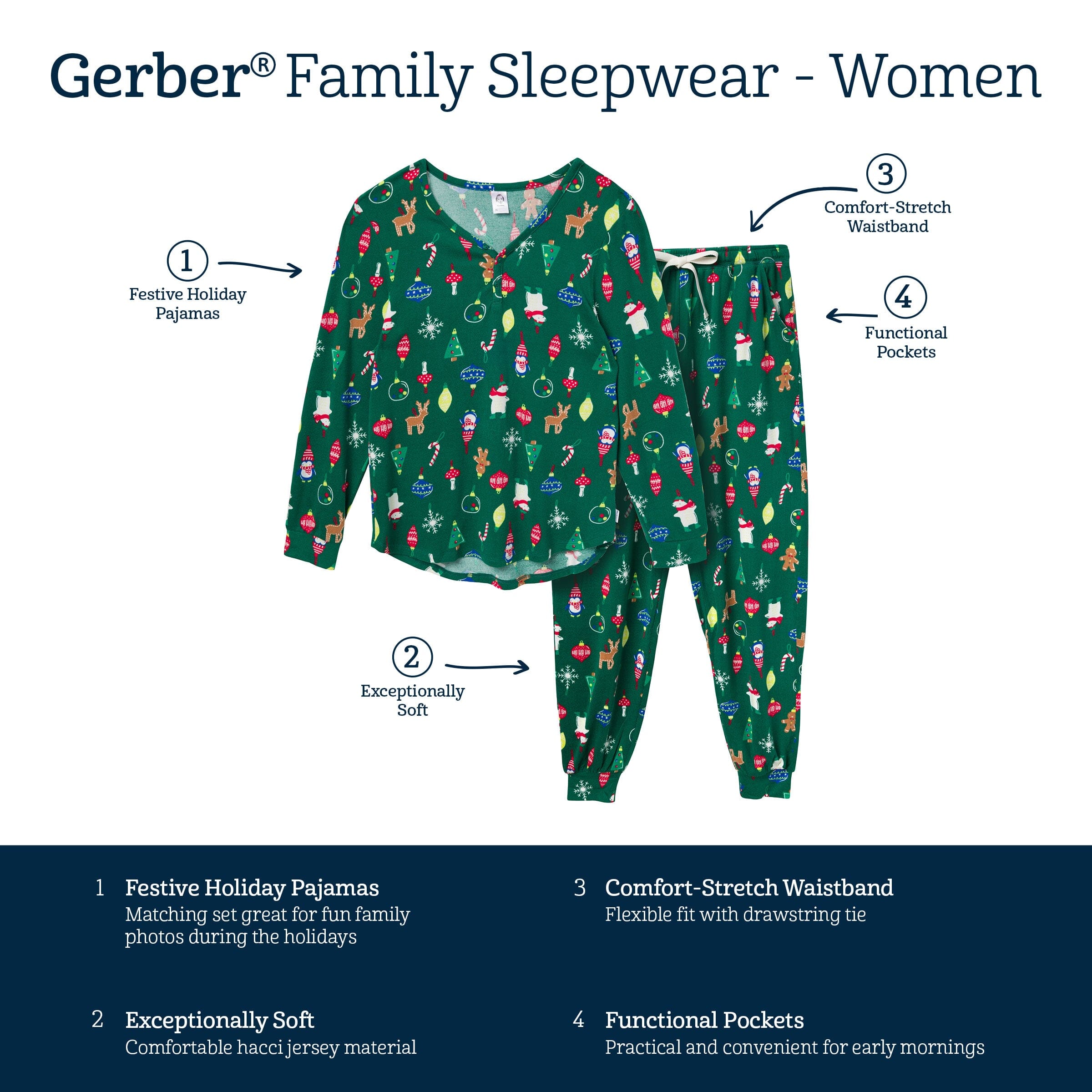 2-Piece Women's Ornaments Hacci Pajama Set - Image 7