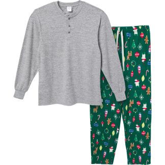 2-Piece Men's Ornaments Hacci Pajama Set