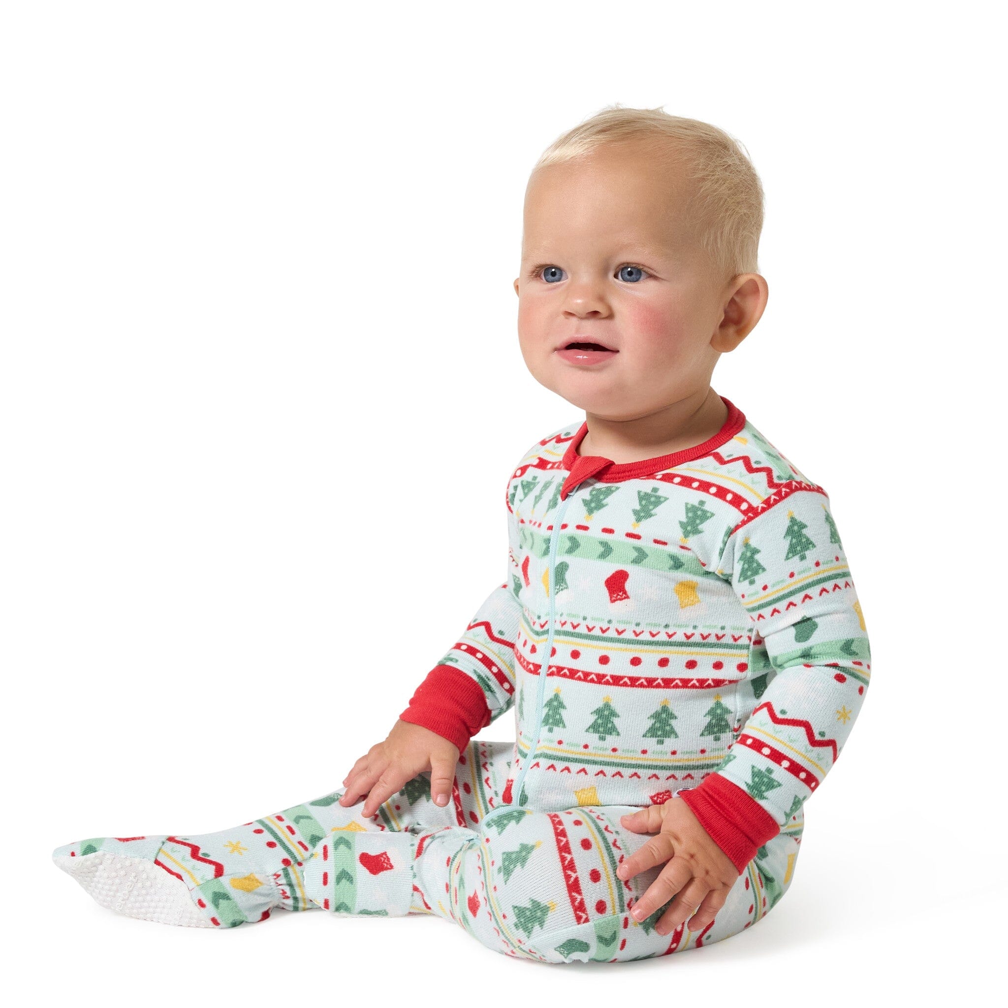 Baby & Toddler Neutral Oh What Fun Fair Isle Hacci Snug Fit Footed Pajamas - Image 2