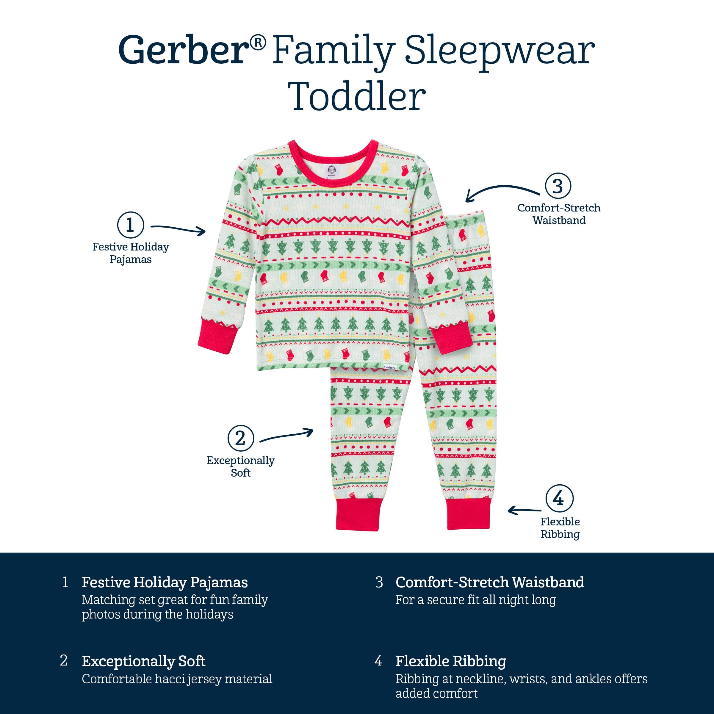 2-Piece Infant & Toddler Neutral Oh What Fun Fair Isle Hacci Snug Fit Pajama Set - Image 9
