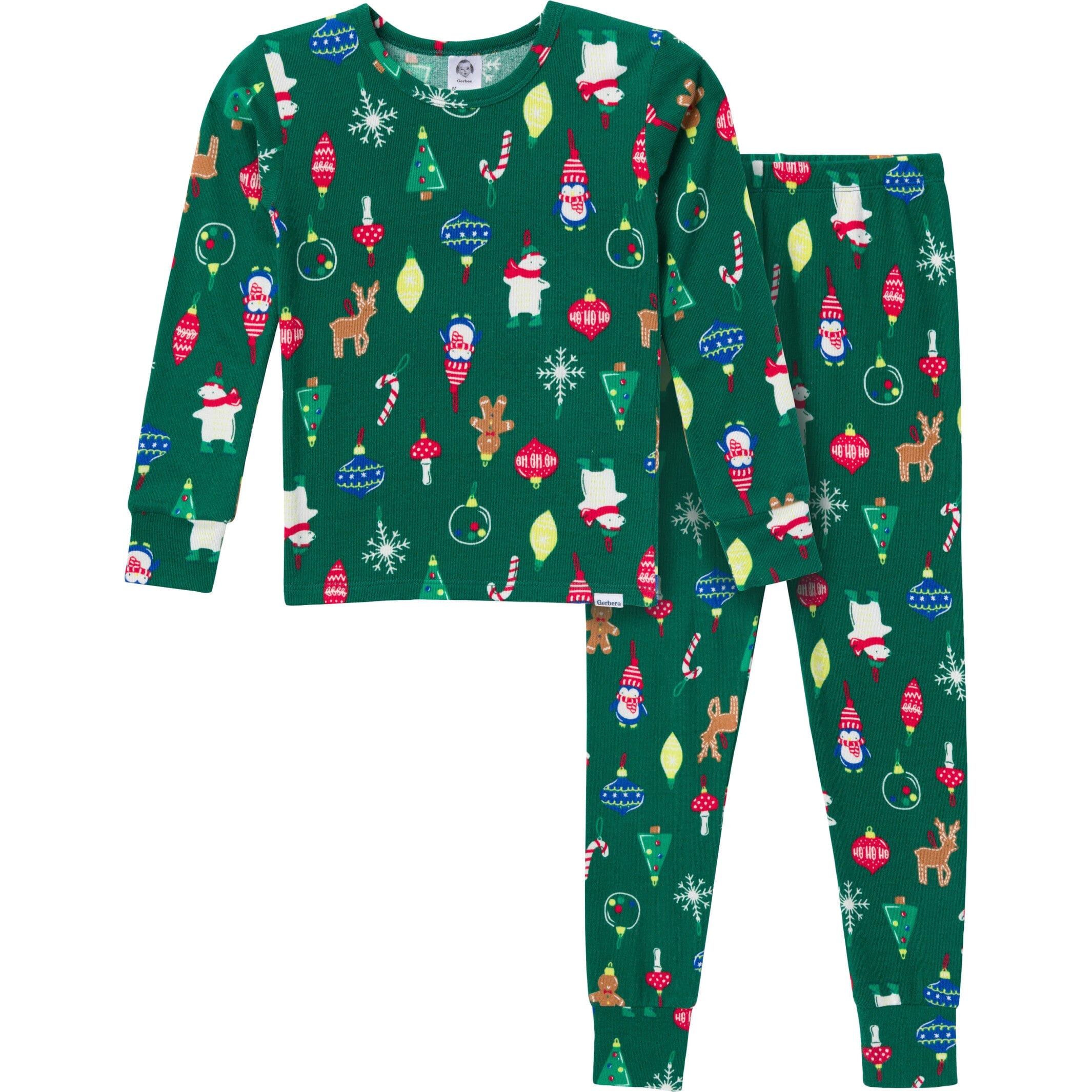 2-Piece Big Kids Neutral Ornaments Hacci Snug Fit Pajama Set - Image 2