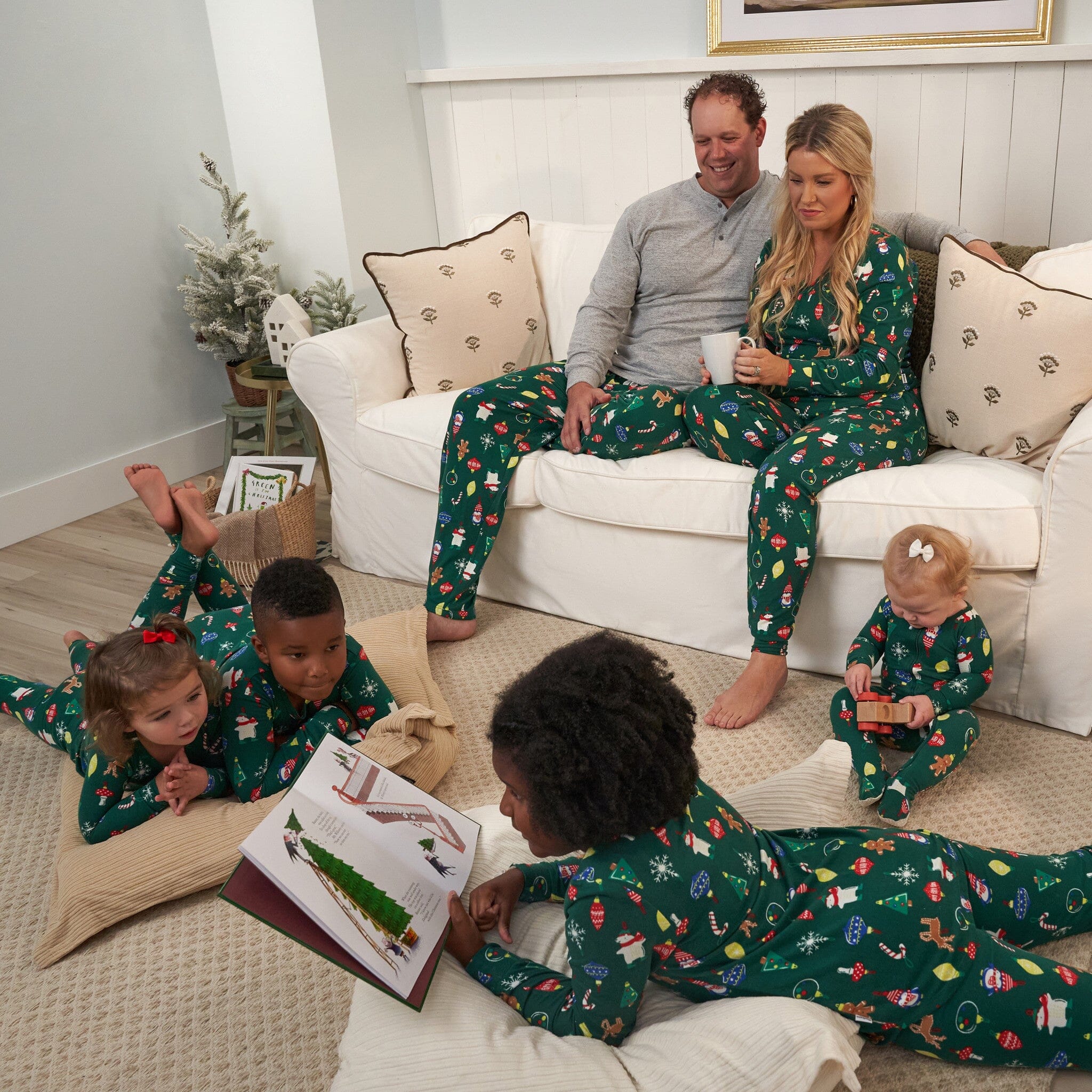 2-Piece Big Kids Neutral Ornaments Hacci Snug Fit Pajama Set - Image 3