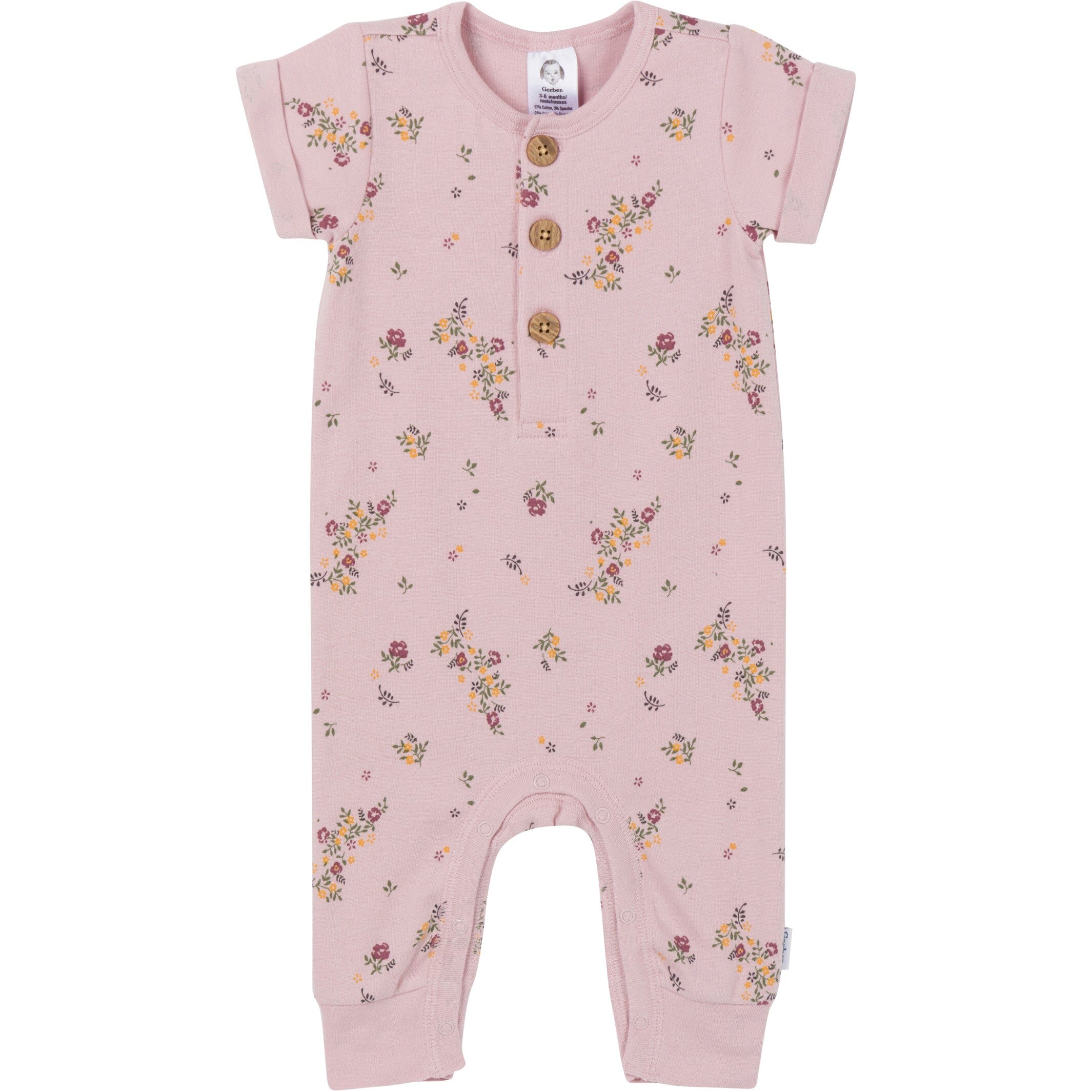 2-Pack Baby Girls Floral & Gray Rompers - Image 4