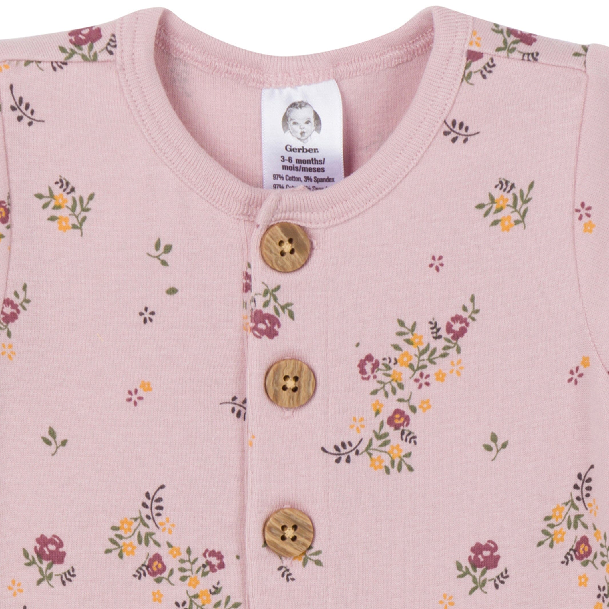 2-Pack Baby Girls Floral & Gray Rompers - Image 5