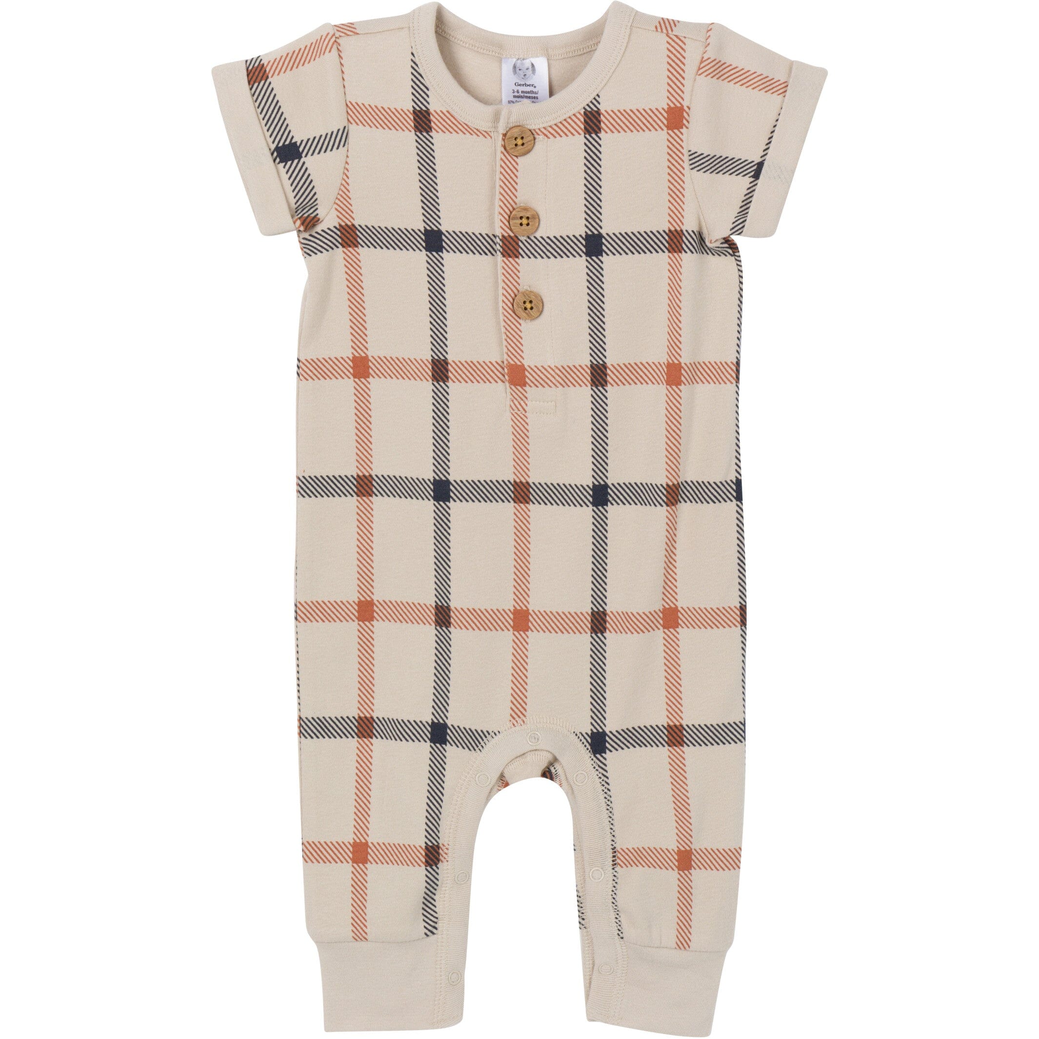 2-Pack Baby Boys Plaid & Navy Rompers - Image 6