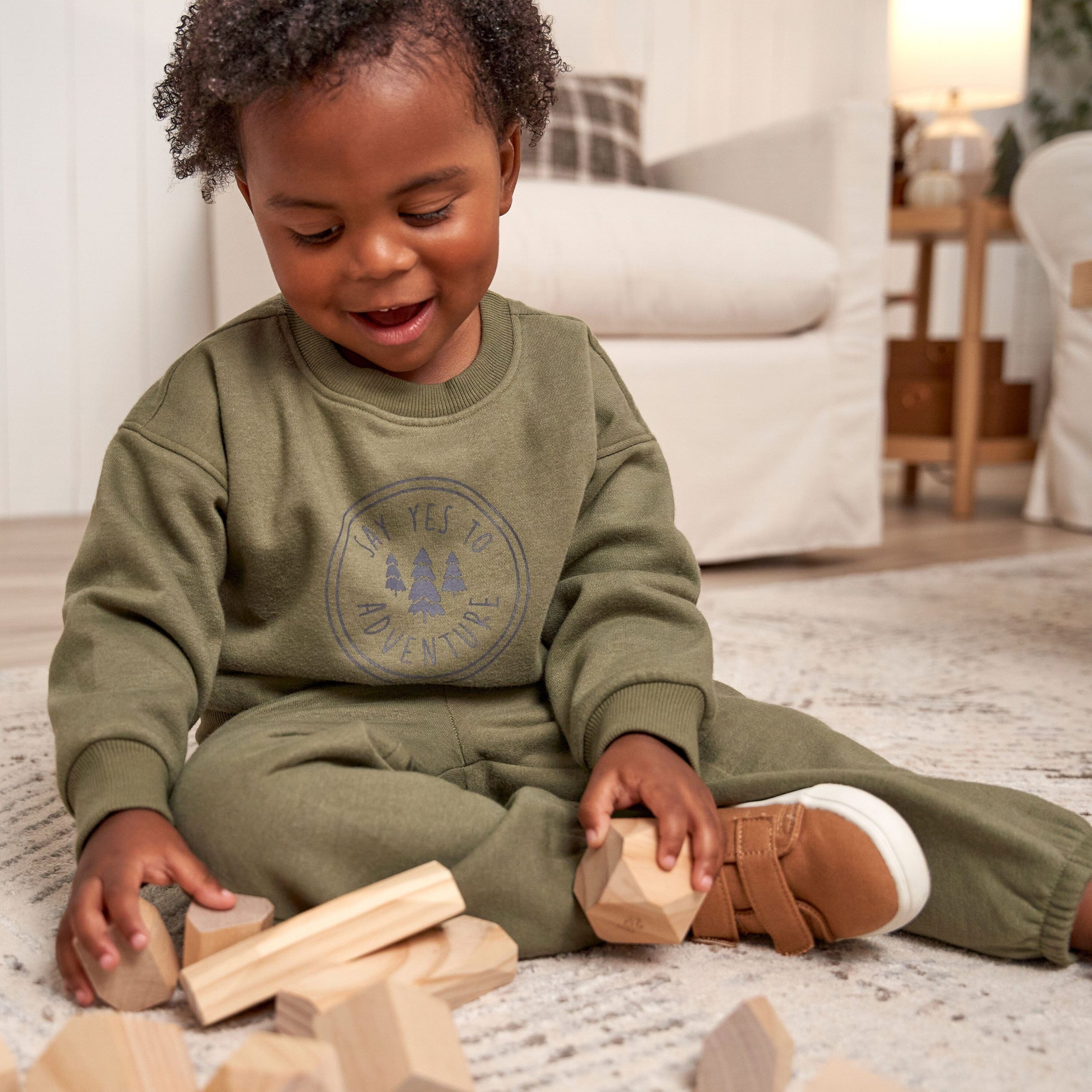 2-Piece Baby & Toddler Boys Olive Adventure Sweatshirt & Pant Set - Image 2