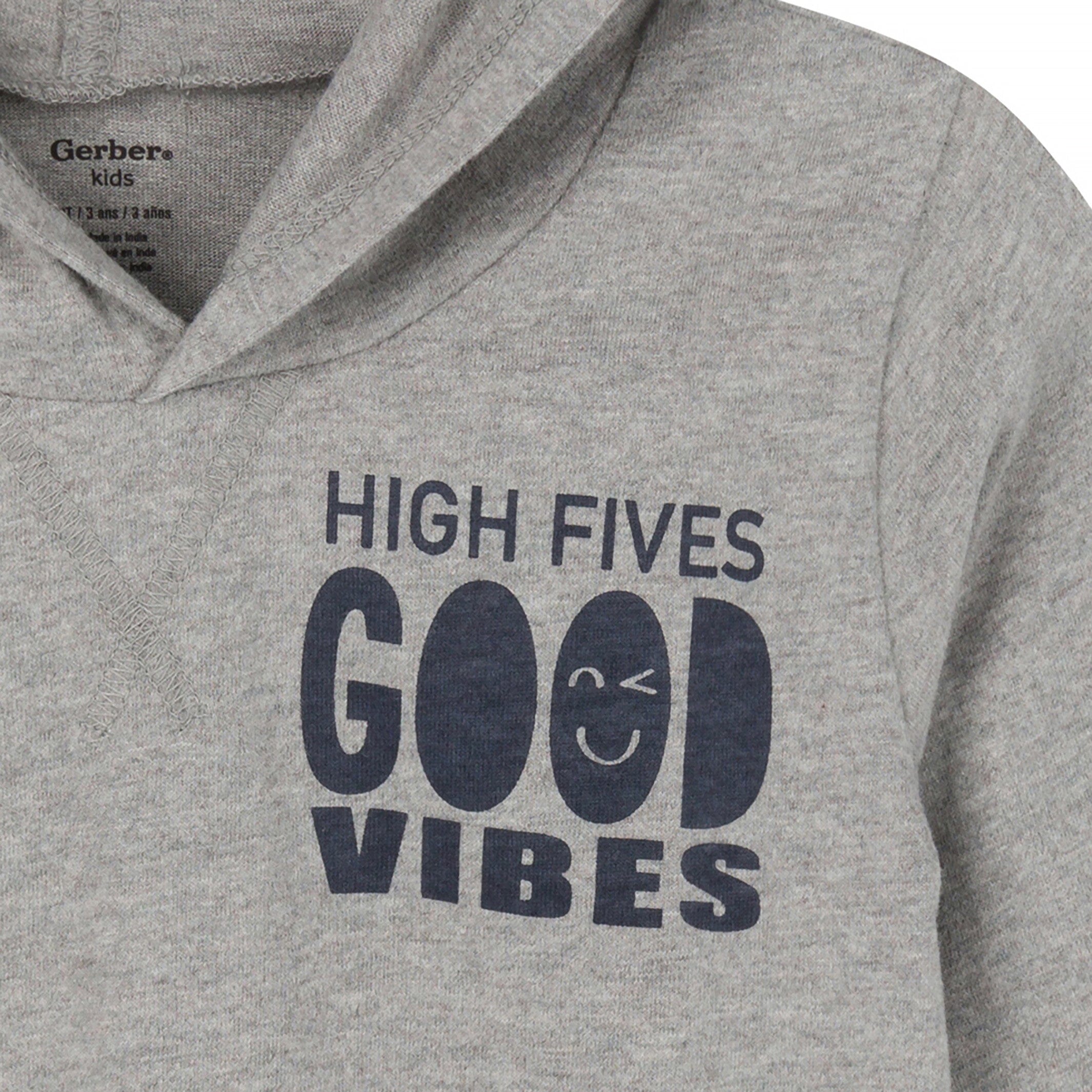 3-Piece Toddler Boys Good Vibes Tee, Hooded Top and Joggers Set - Image 4