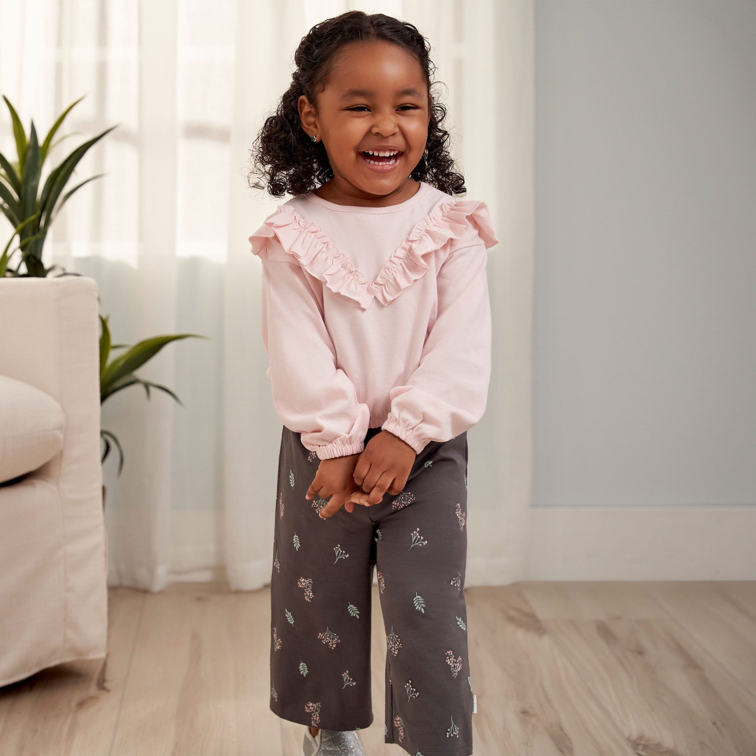 3-Piece Toddler Girls Pink/Brown Tops and Pants - Image 2