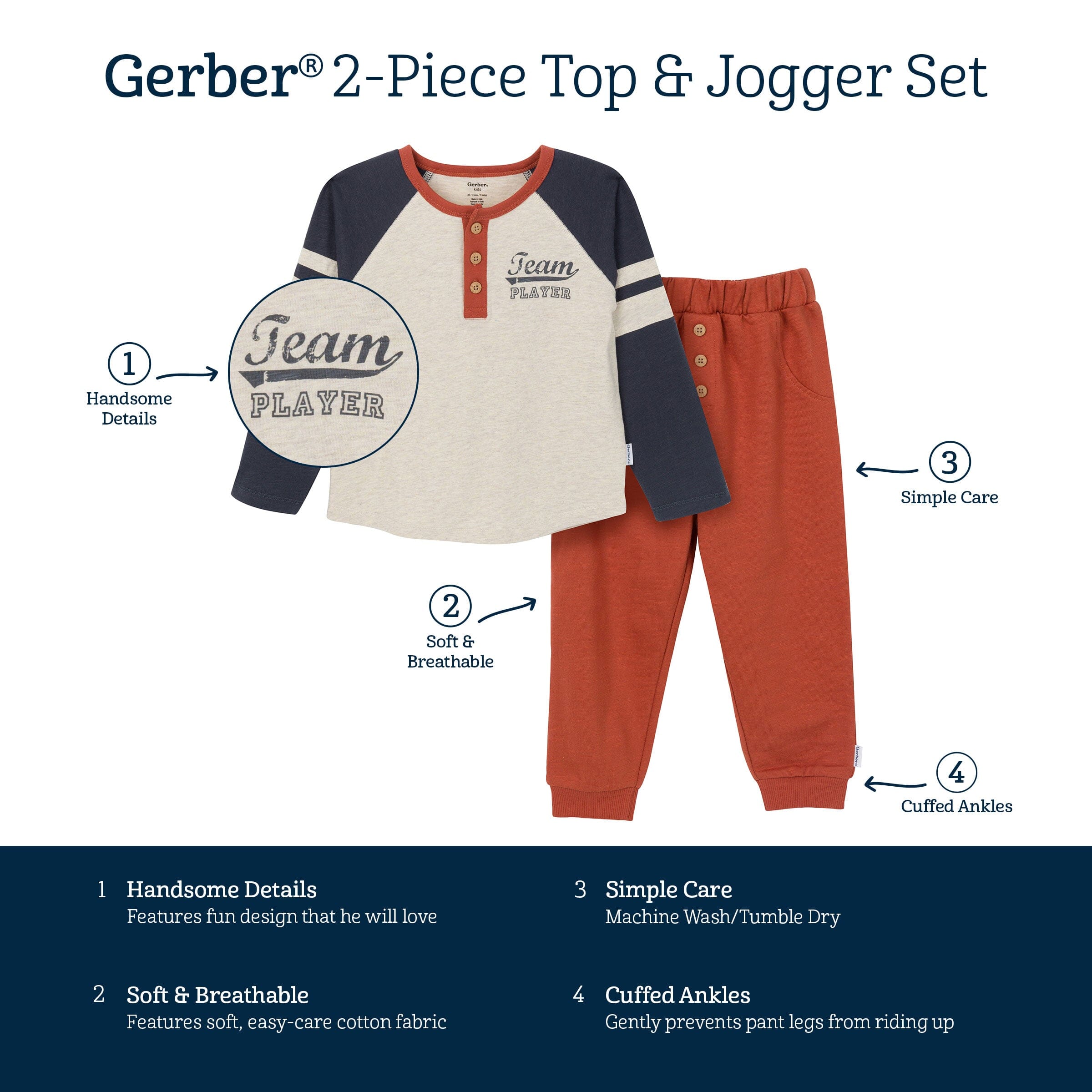 2-Piece Toddler Boys Team Player Top & Joggers Set - Image 7