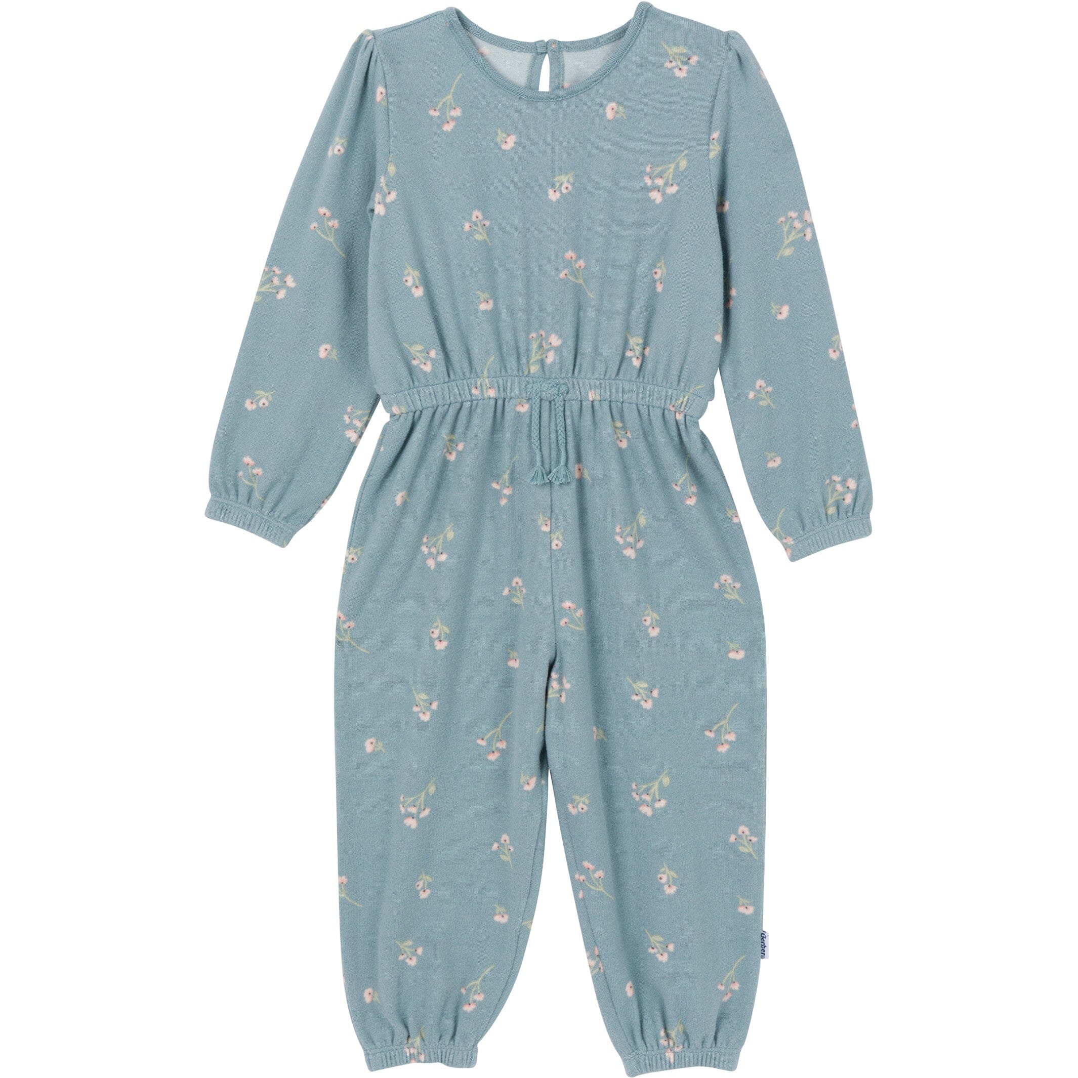 Toddler Girls Blue Floral Hacci Jumpsuit