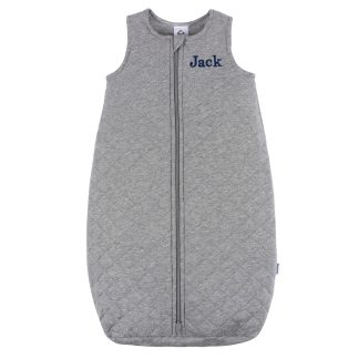 Embroidered Baby Neutral Grey Heather Quilted Jersey Wearable Blanket