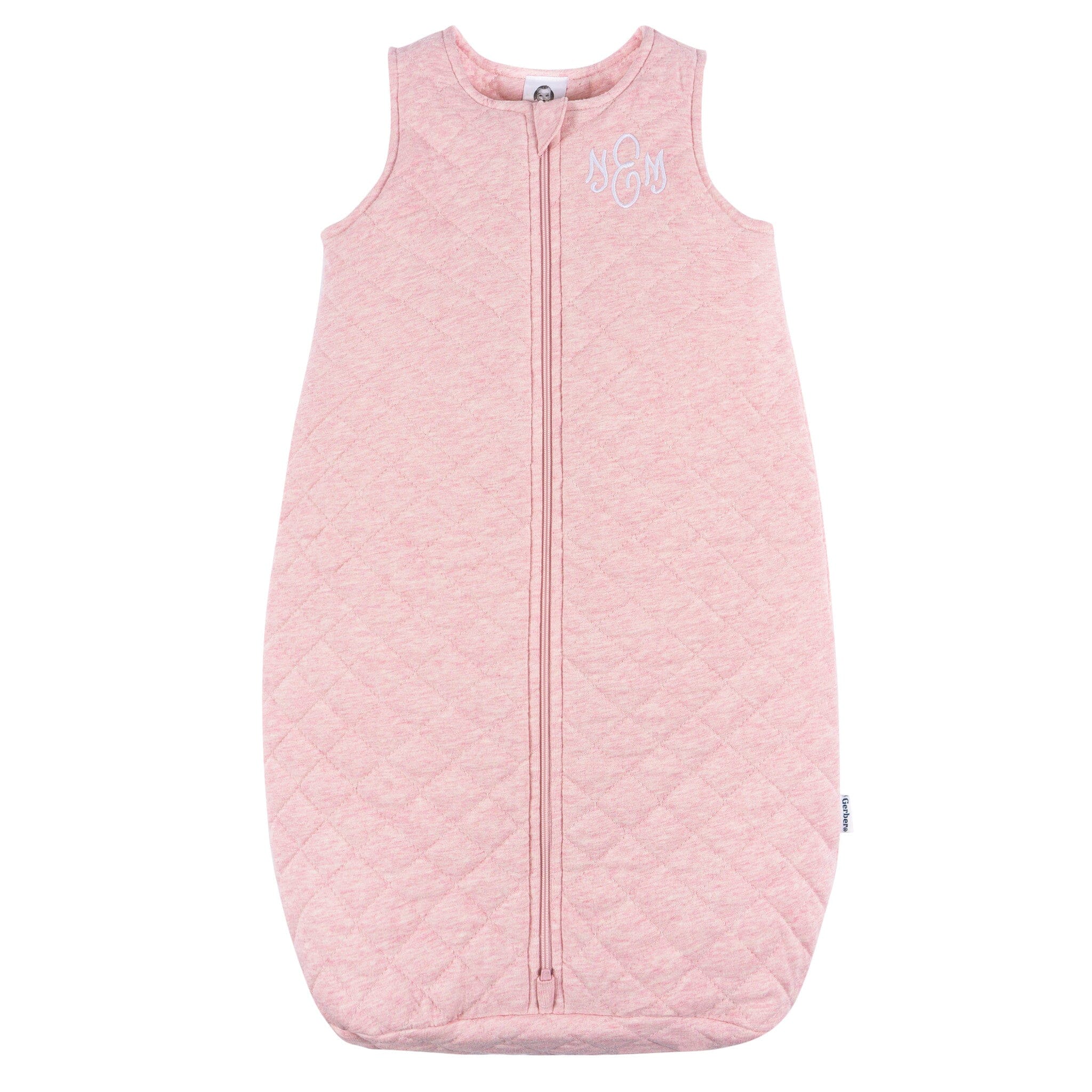 Embroidered Baby Girls Pink Heather Quilted Jersey Wearable Blanket