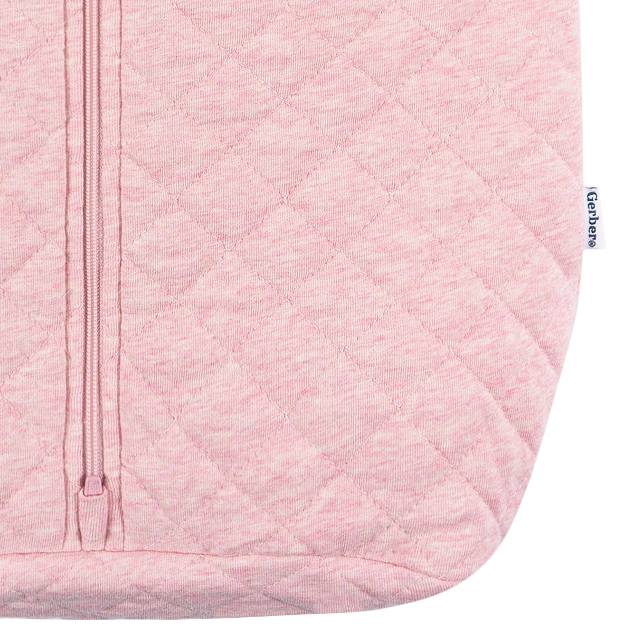 Embroidered Baby Girls Pink Heather Quilted Jersey Wearable Blanket - Image 5