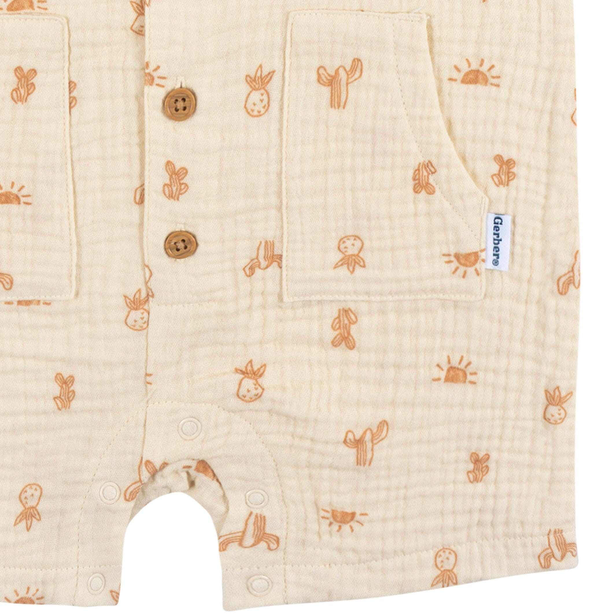 Baby Boys Desert Cotton Gauze Hooded Romper - Image 3