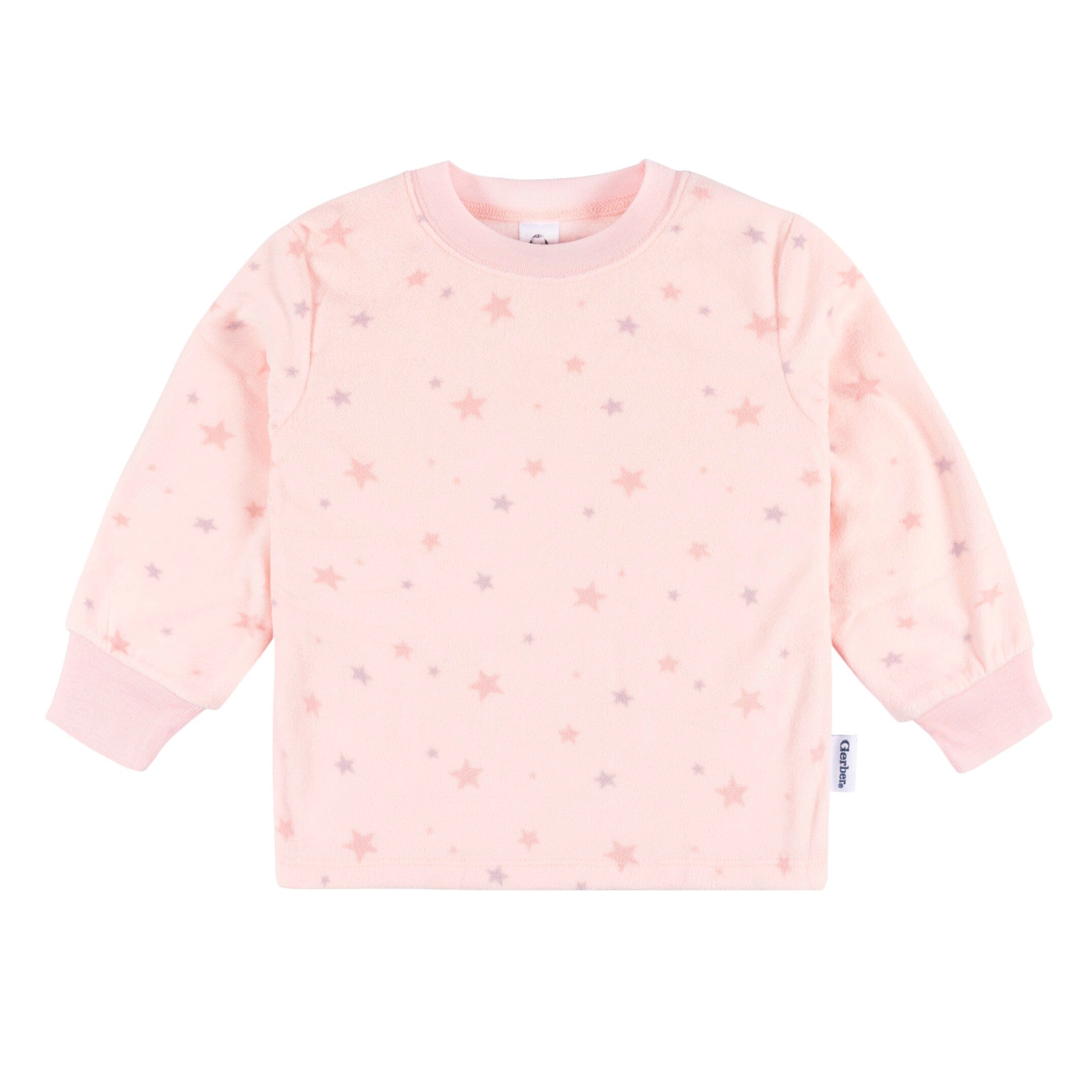 2-Piece Infant & Toddler Girls Pink Stars Fleece Pajamas - Image 2