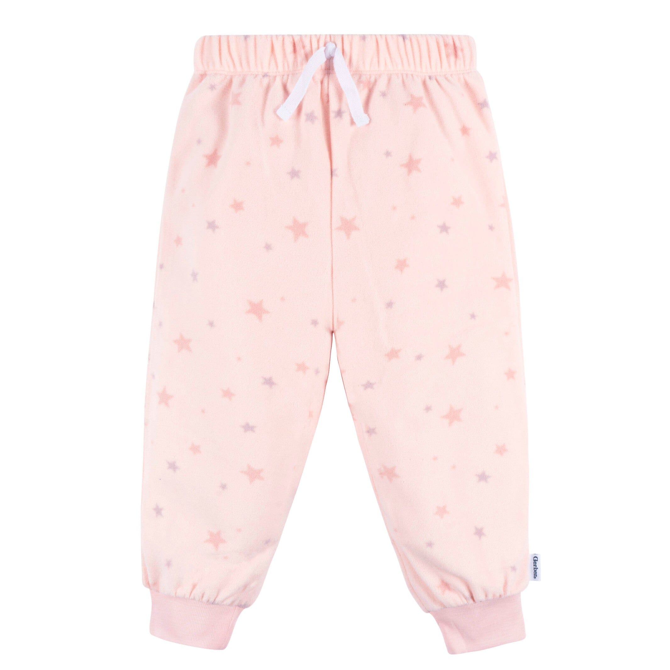 2-Piece Infant & Toddler Girls Pink Stars Fleece Pajamas - Image 4