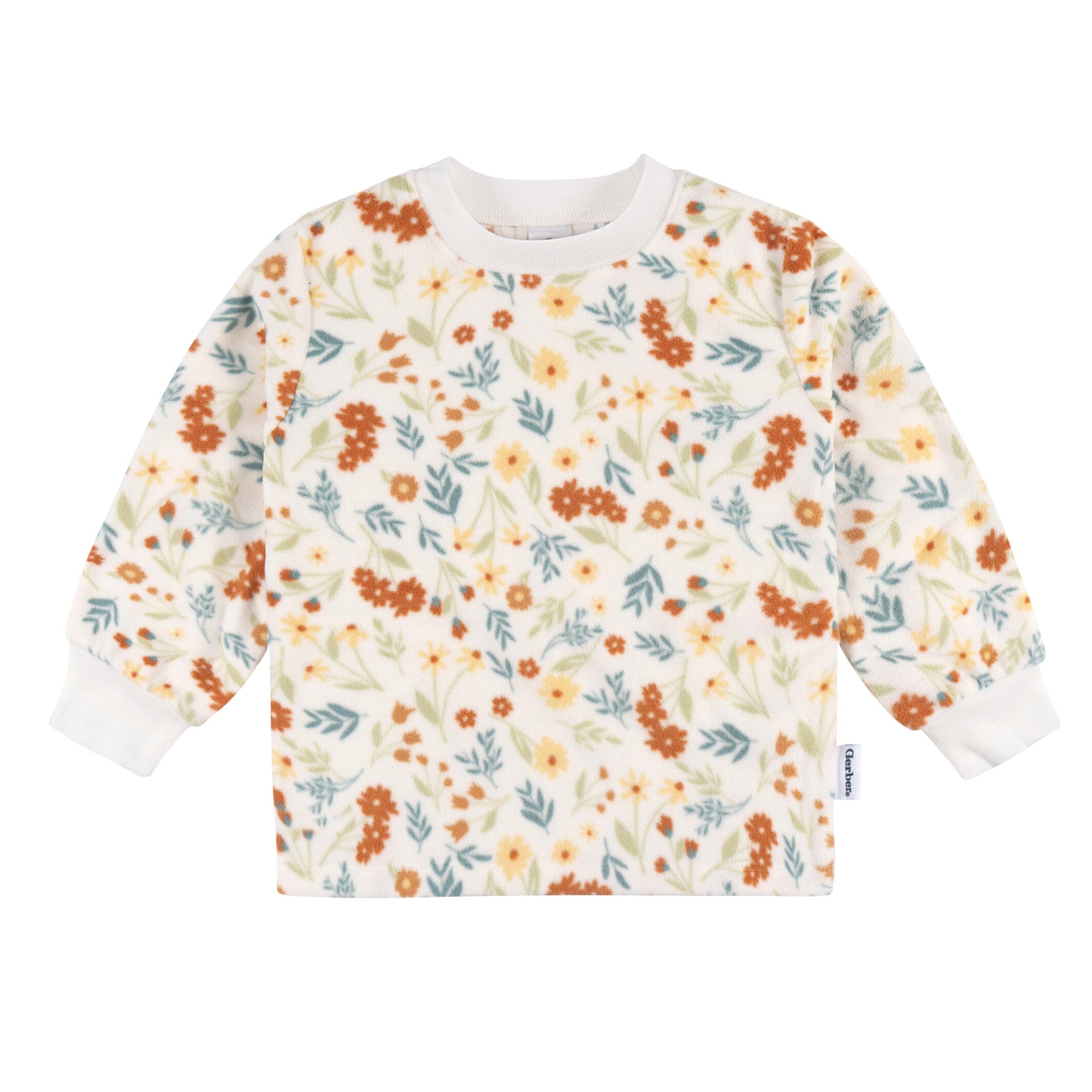 2-Piece Infant & Toddler Girls Ivory Floral Fleece Pajamas - Image 4