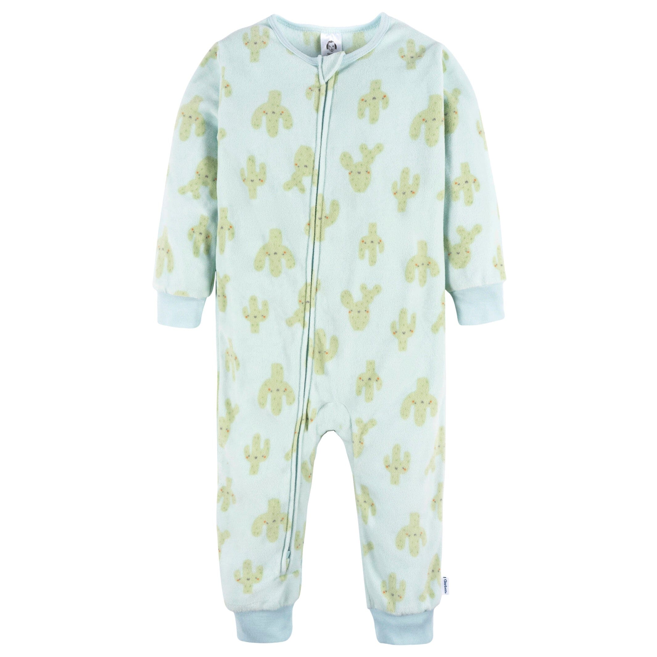 3-Pack Infant & Toddler Neutral Cactus Footless Fleece Pajamas - Image 5