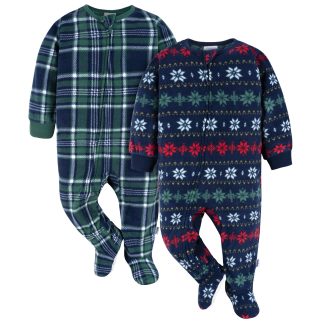 2-Pack Baby Neutral Multi Fair Isle Fleece Pajamas
