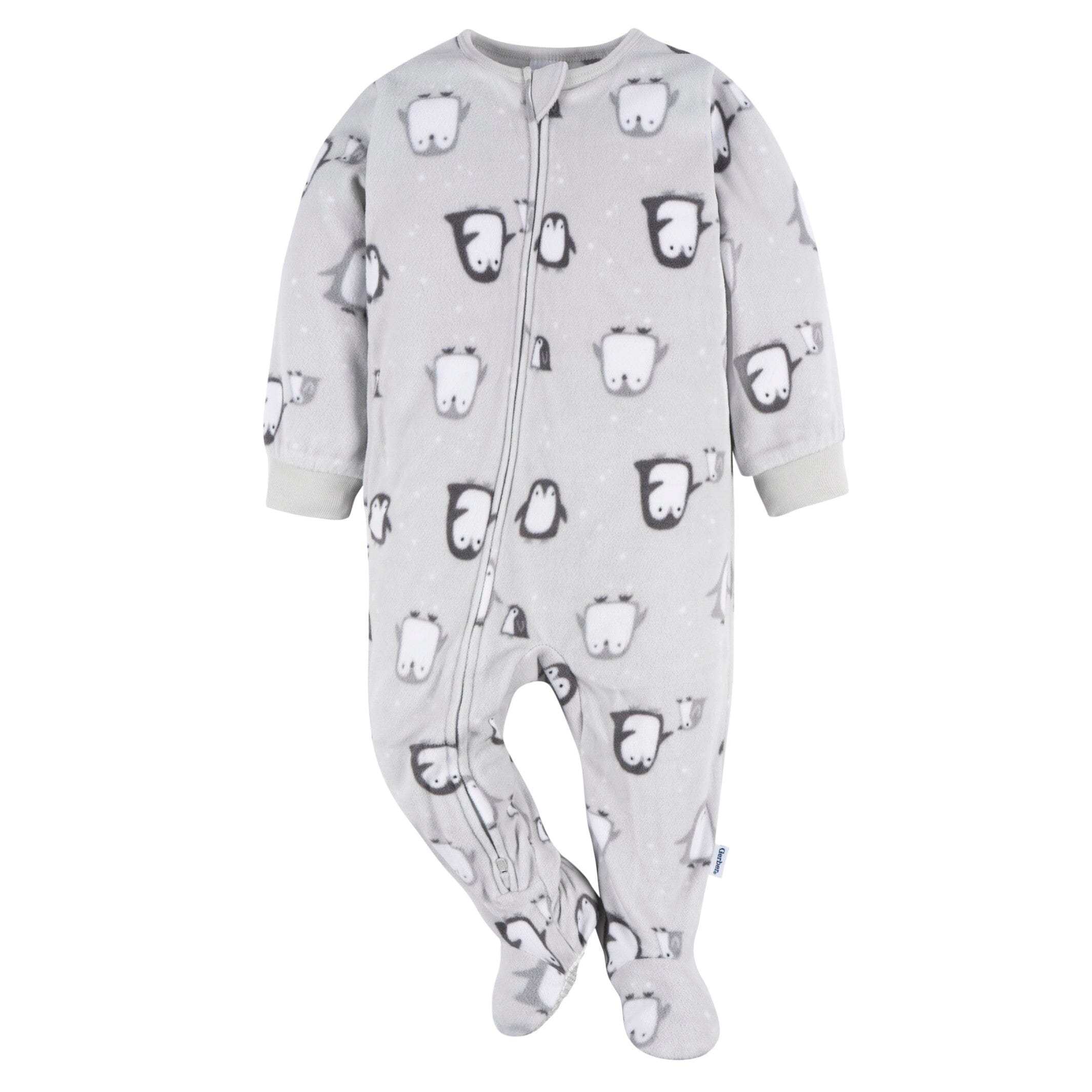 2-Pack Baby & Toddler Neutral Grey Penguins Fleece Pajamas - Image 4